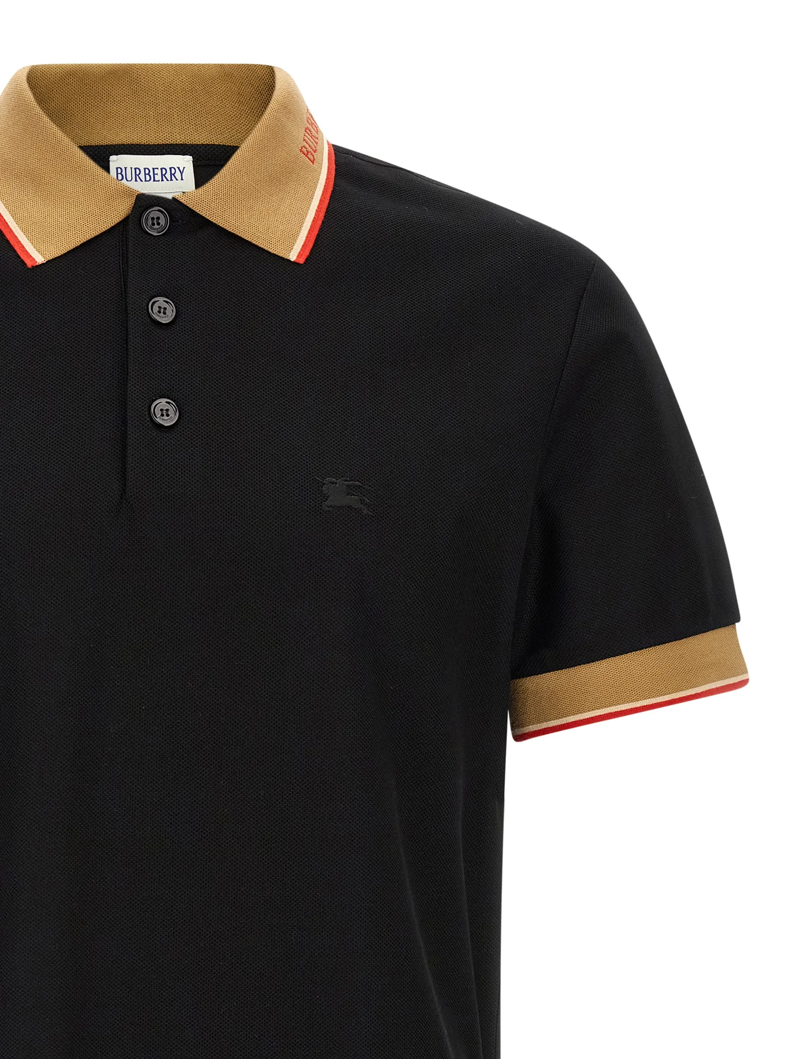 Black Cotton Polo Shirt - Image 3