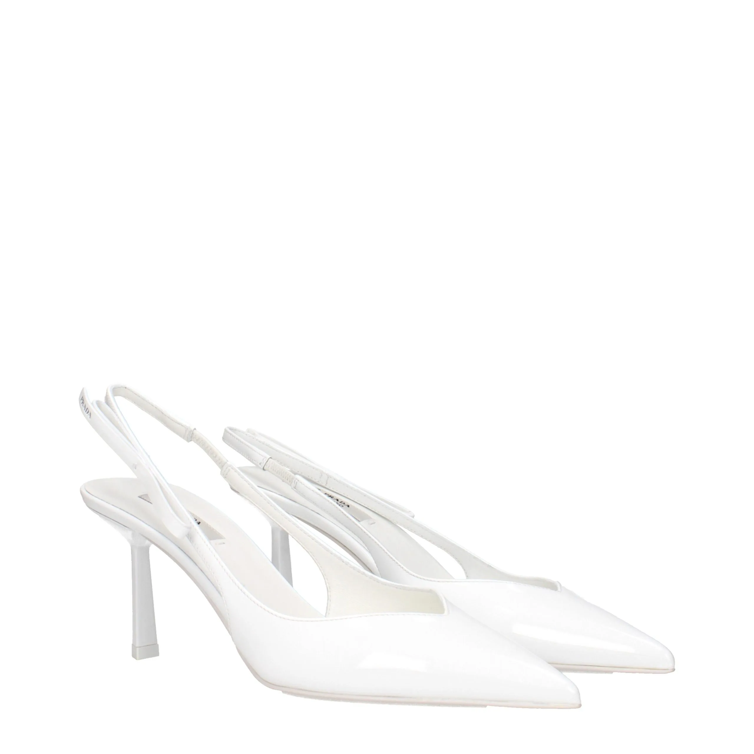 White Leather High Heel Pumps - Image 2
