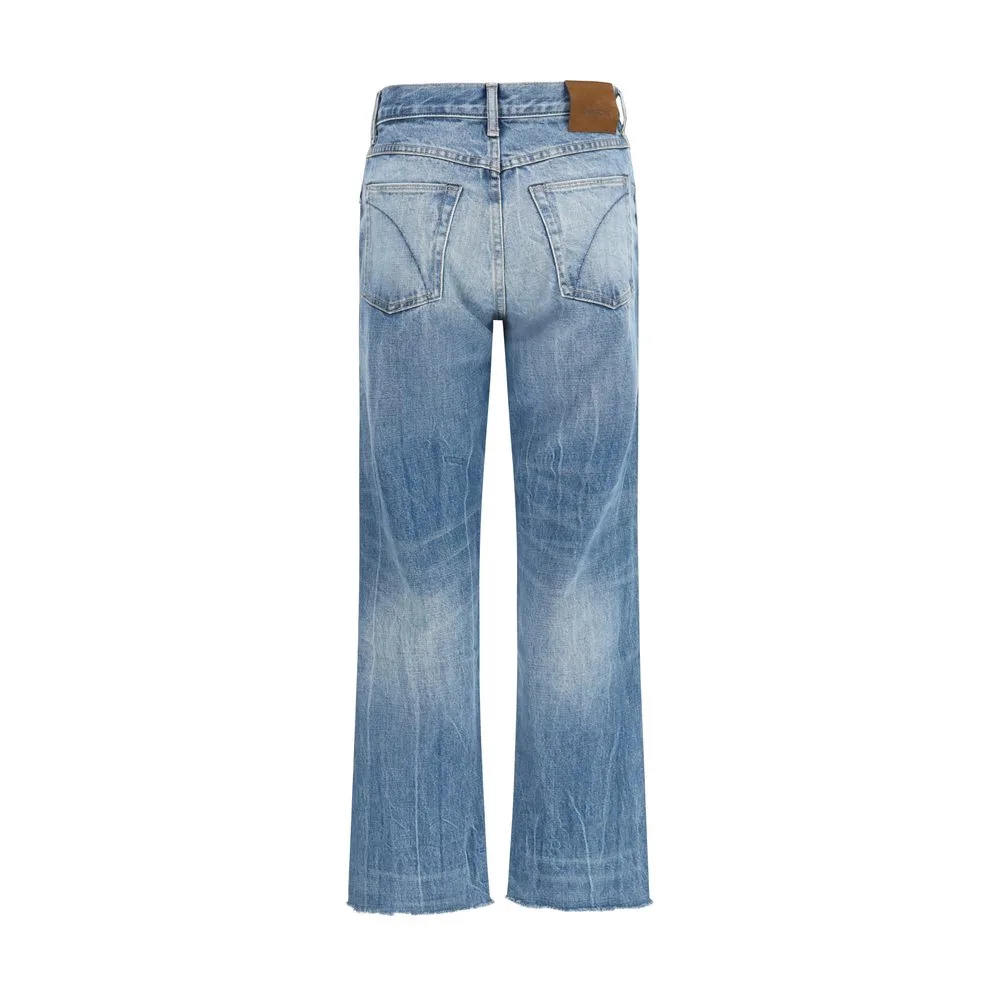 Blue Cotton Bootcut Jeans - Image 2