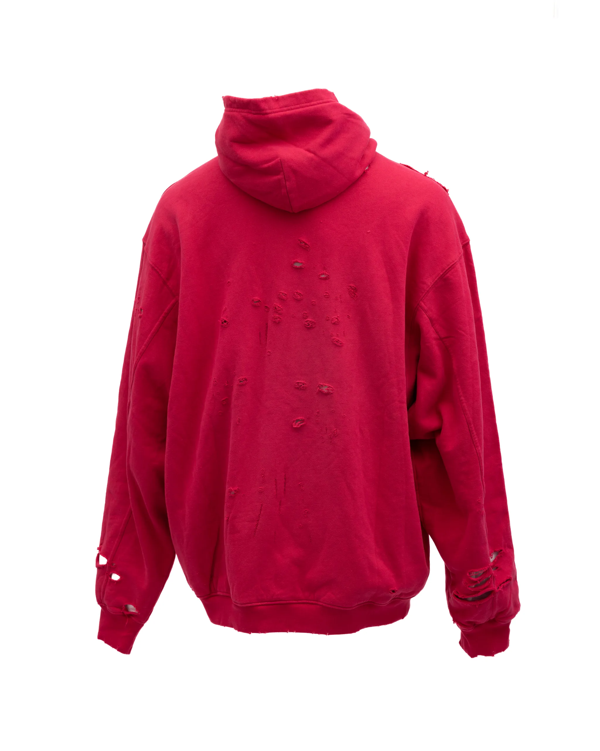 Red Cotton Hoodie Sweatshirt - Image 3
