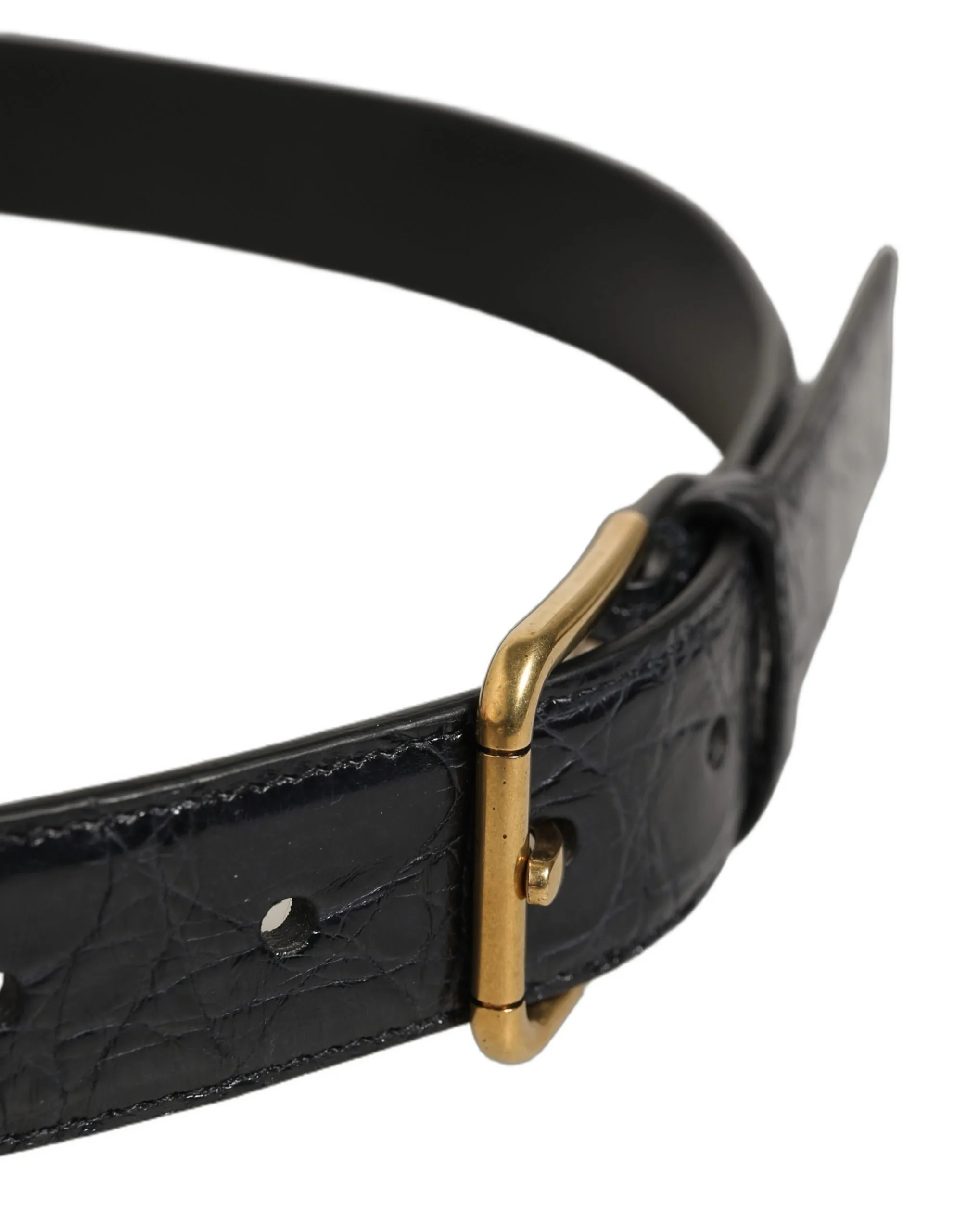 Beige Black Woven Leather Metal Buckle Belt - Image 4