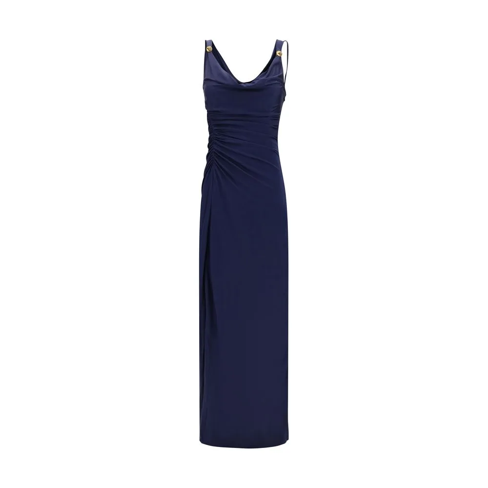 Blue Viscose Casual Dress