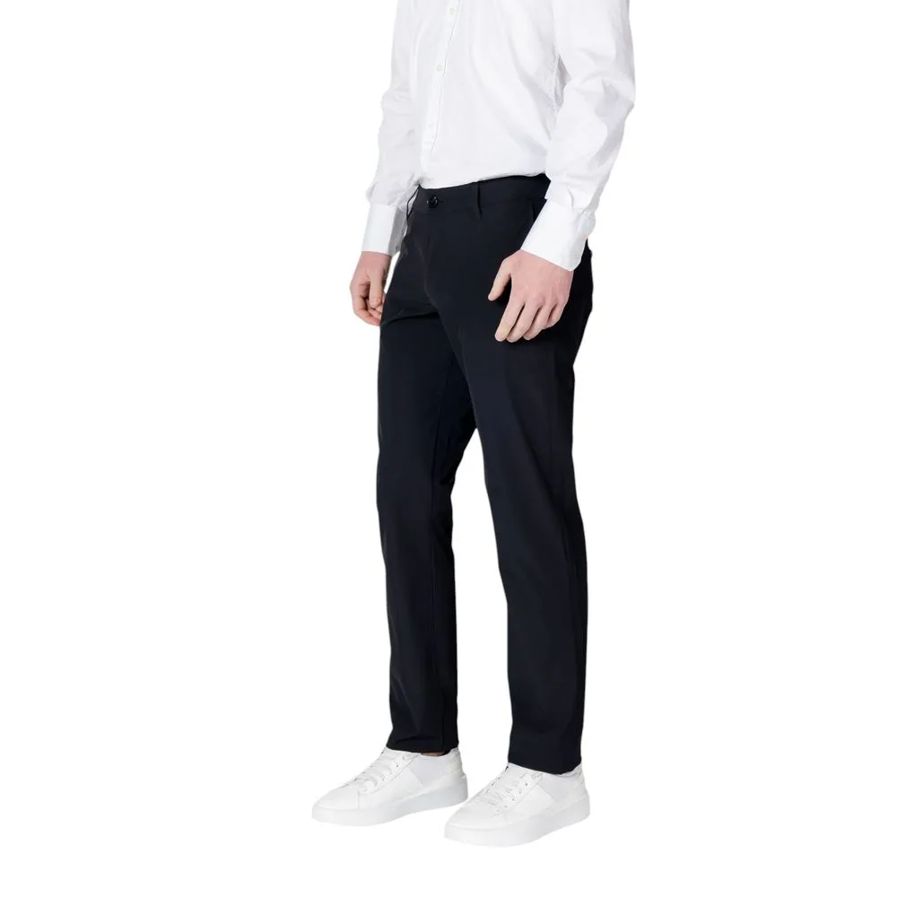 Black Cotton Casual Pants - Image 2