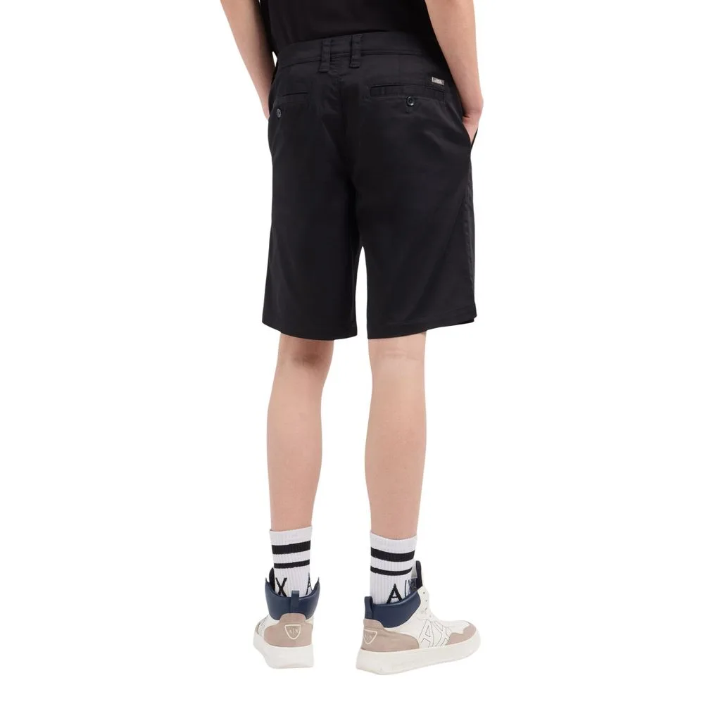 Black Cotton Bermuda Shorts - Image 2