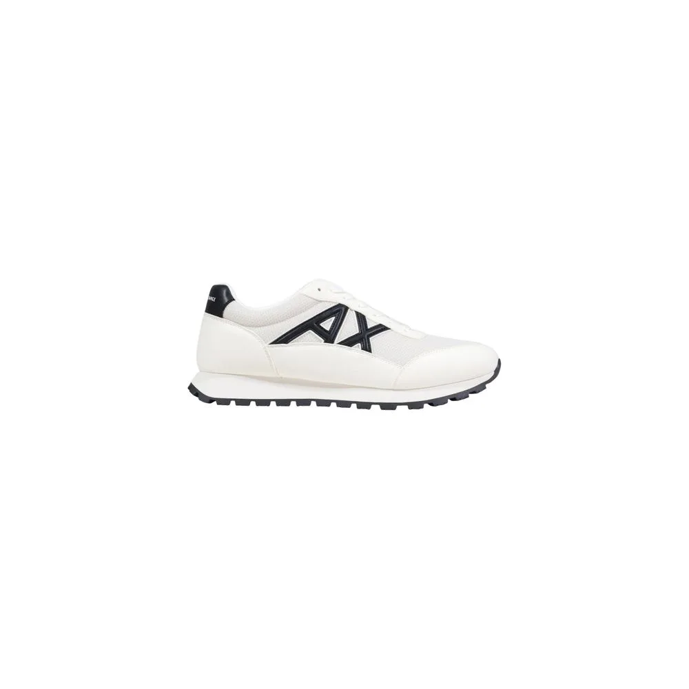 Black And White Polyester Athletic Sneakers