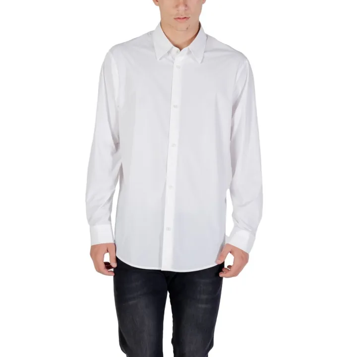 Cream Elastane Dress Shirt