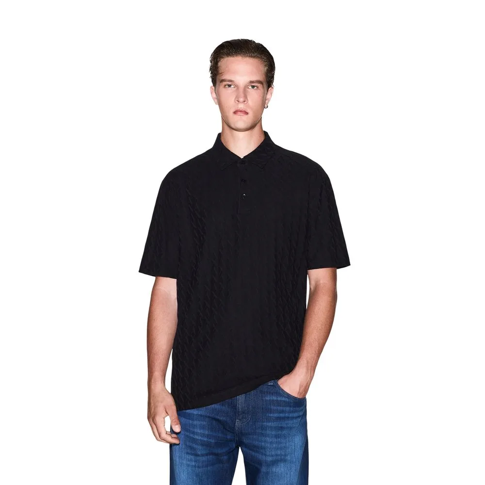 Black Cotton Polo Shirt - Image 3