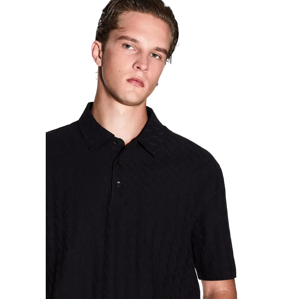 Black Cotton Polo Shirt - Image 4
