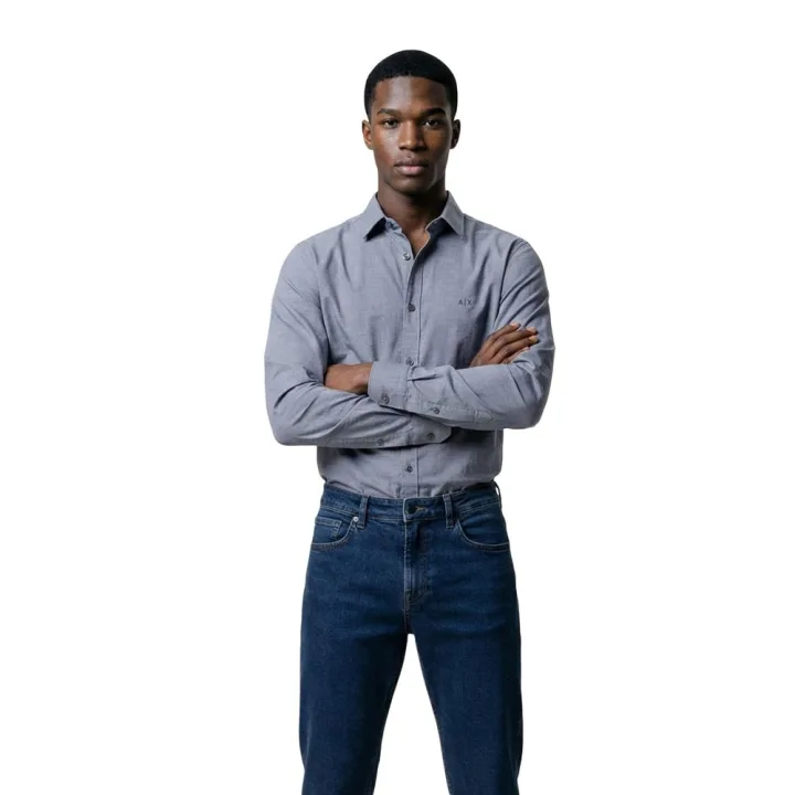 Blue Polyester Dress Shirt