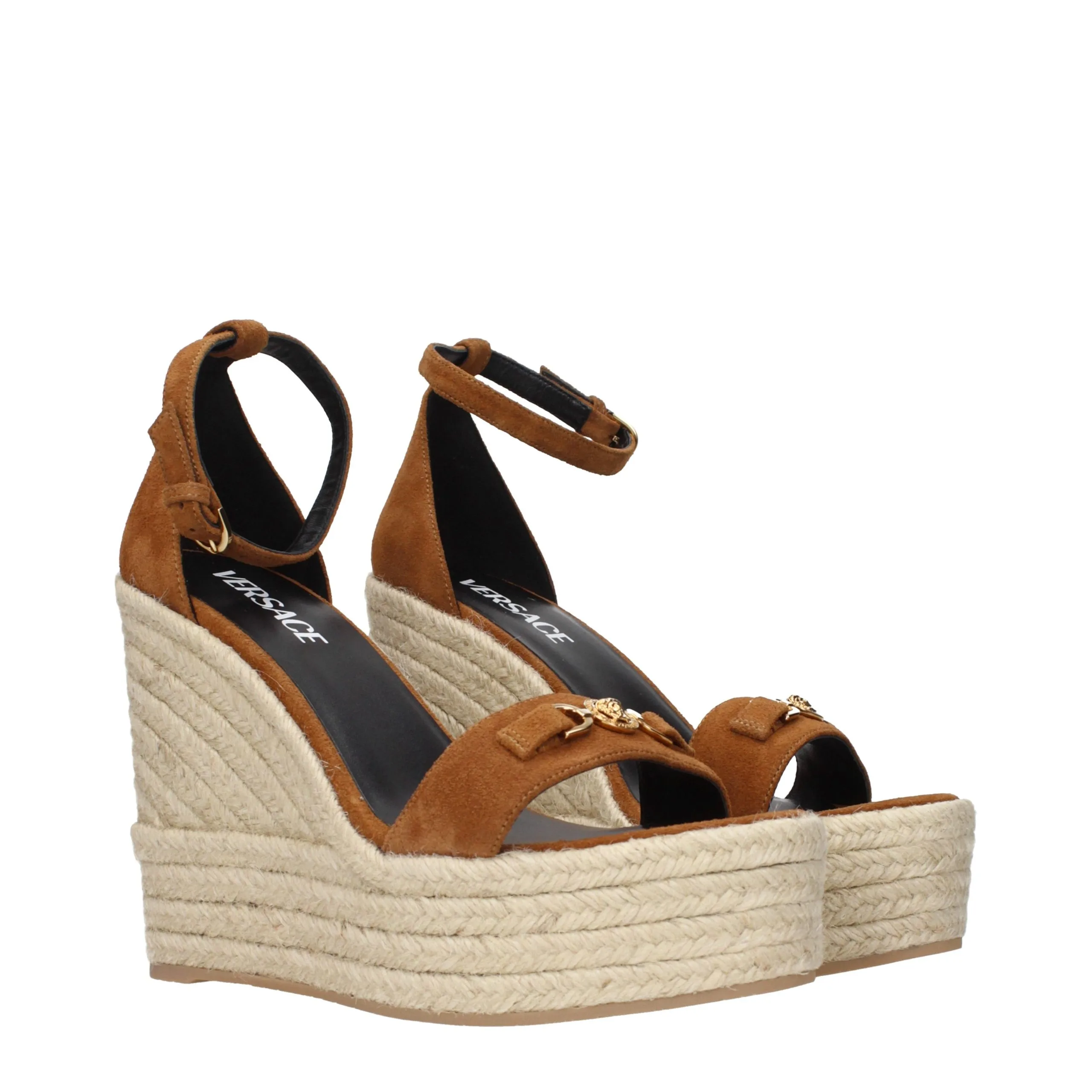 Brown Leather Wedge Sandals - Image 2