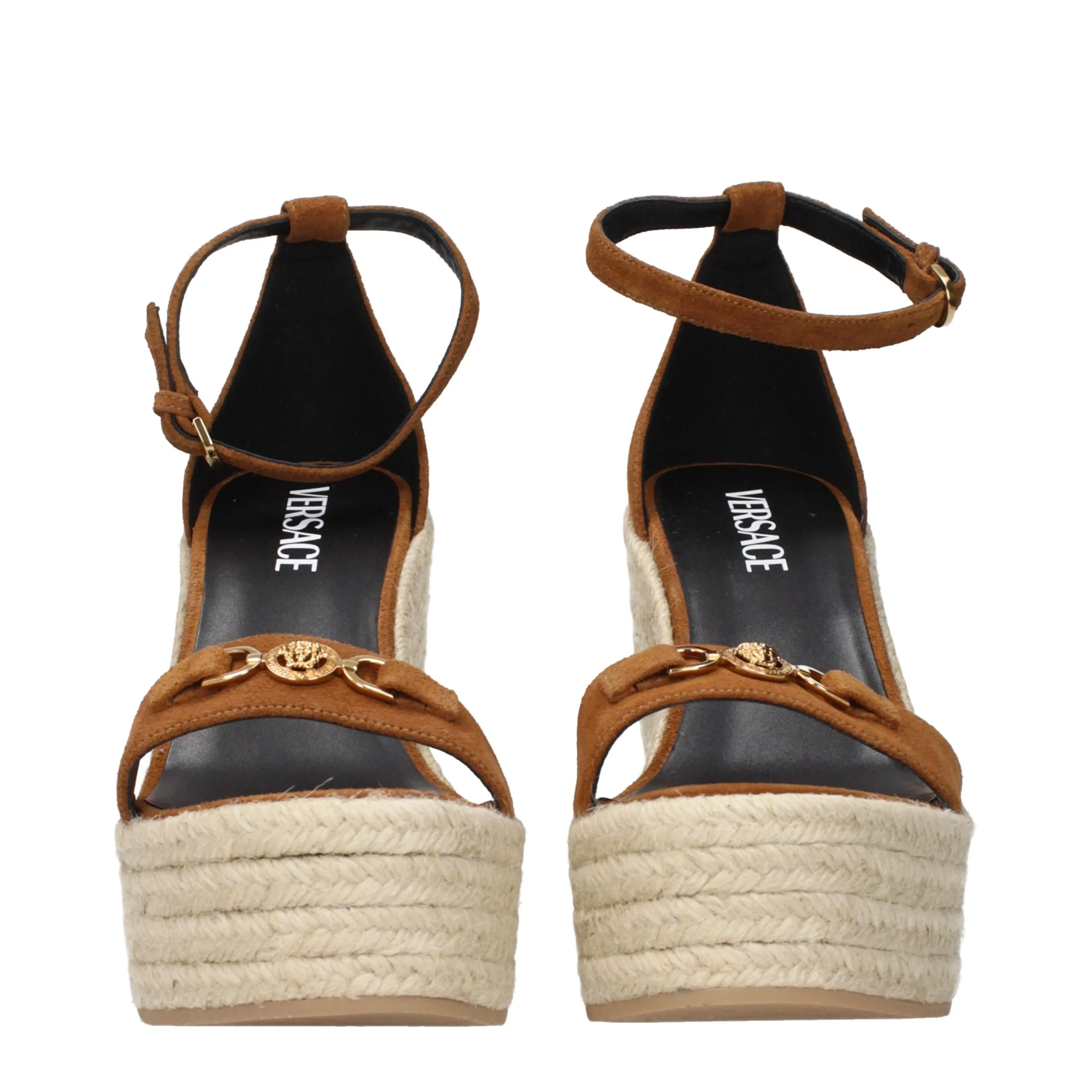 Brown Leather Wedge Sandals - Image 3