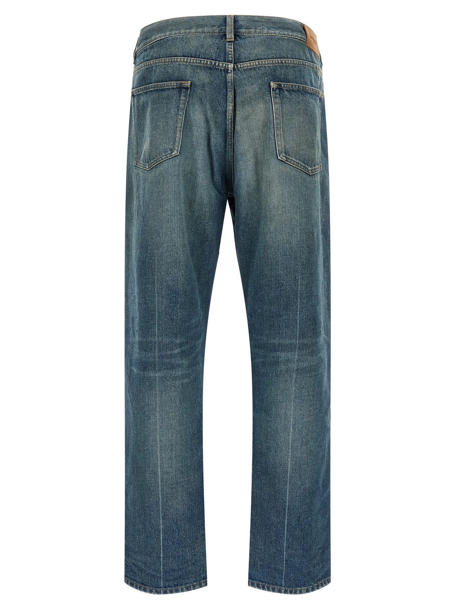 Blue Cotton Tapered Jeans - Image 2