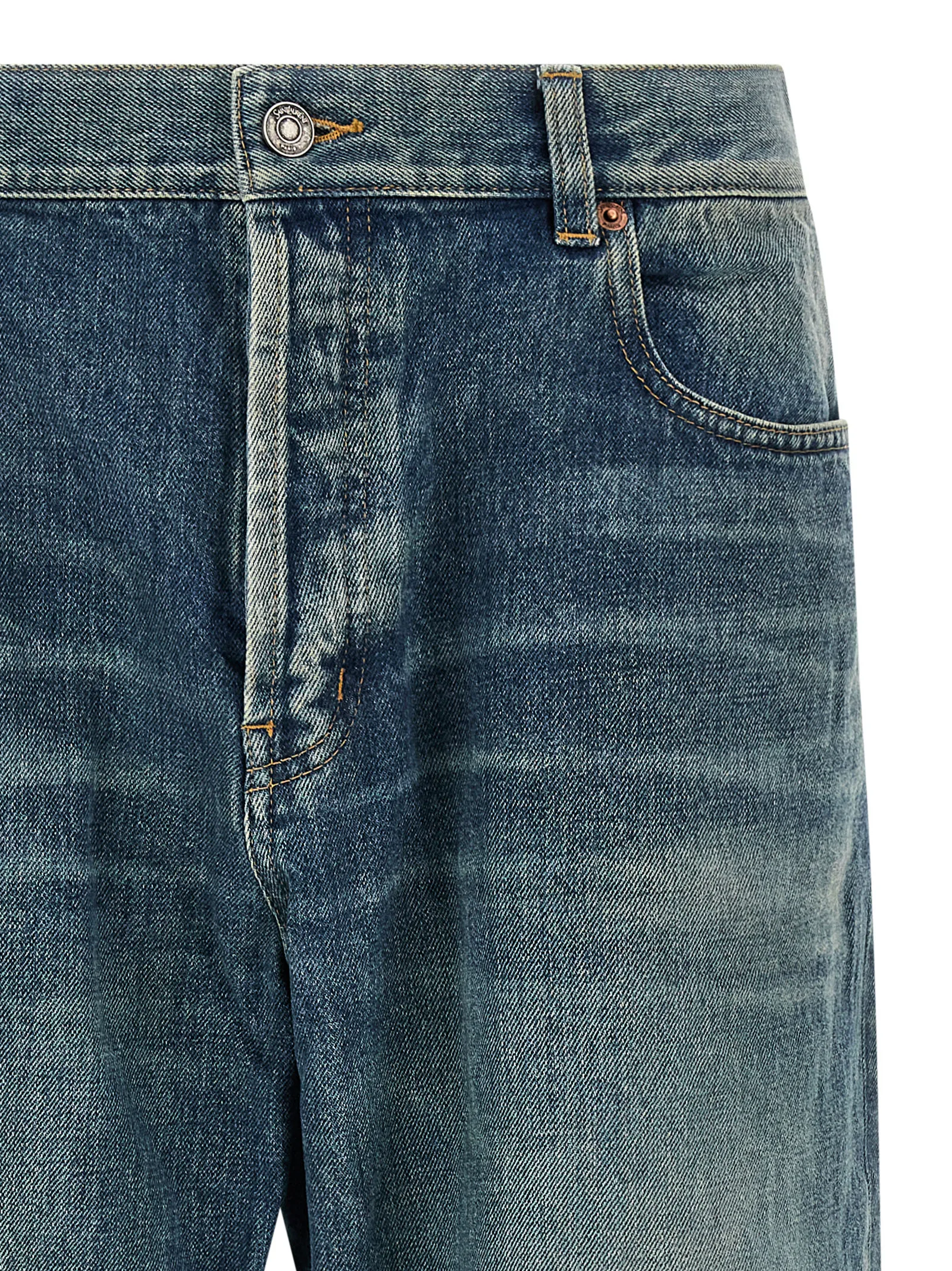 Blue Cotton Tapered Jeans - Image 3