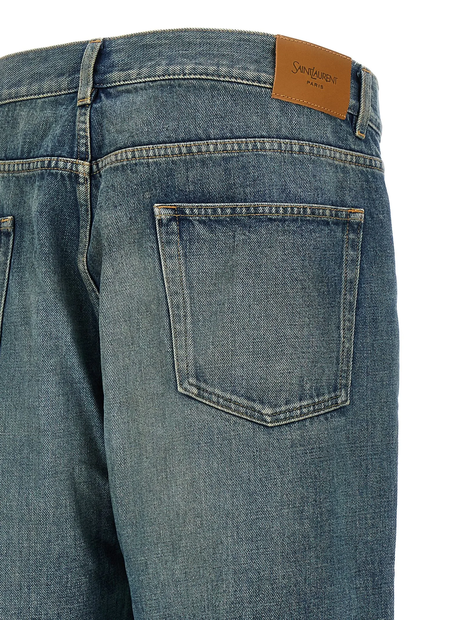 Blue Cotton Tapered Jeans - Image 4