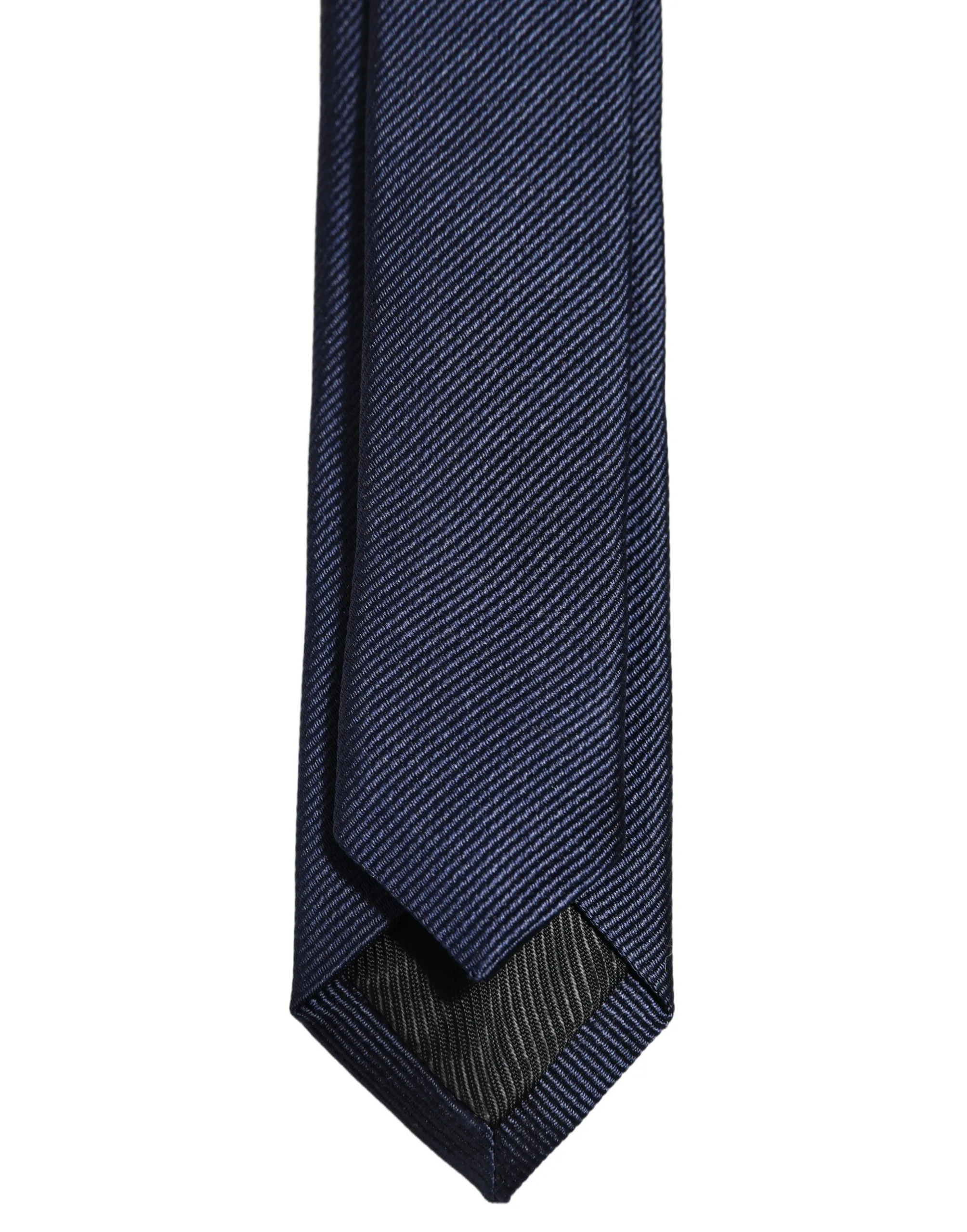 Men Dark Blue Textured Silk Adjustable Tied Necktie Tie - Image 4