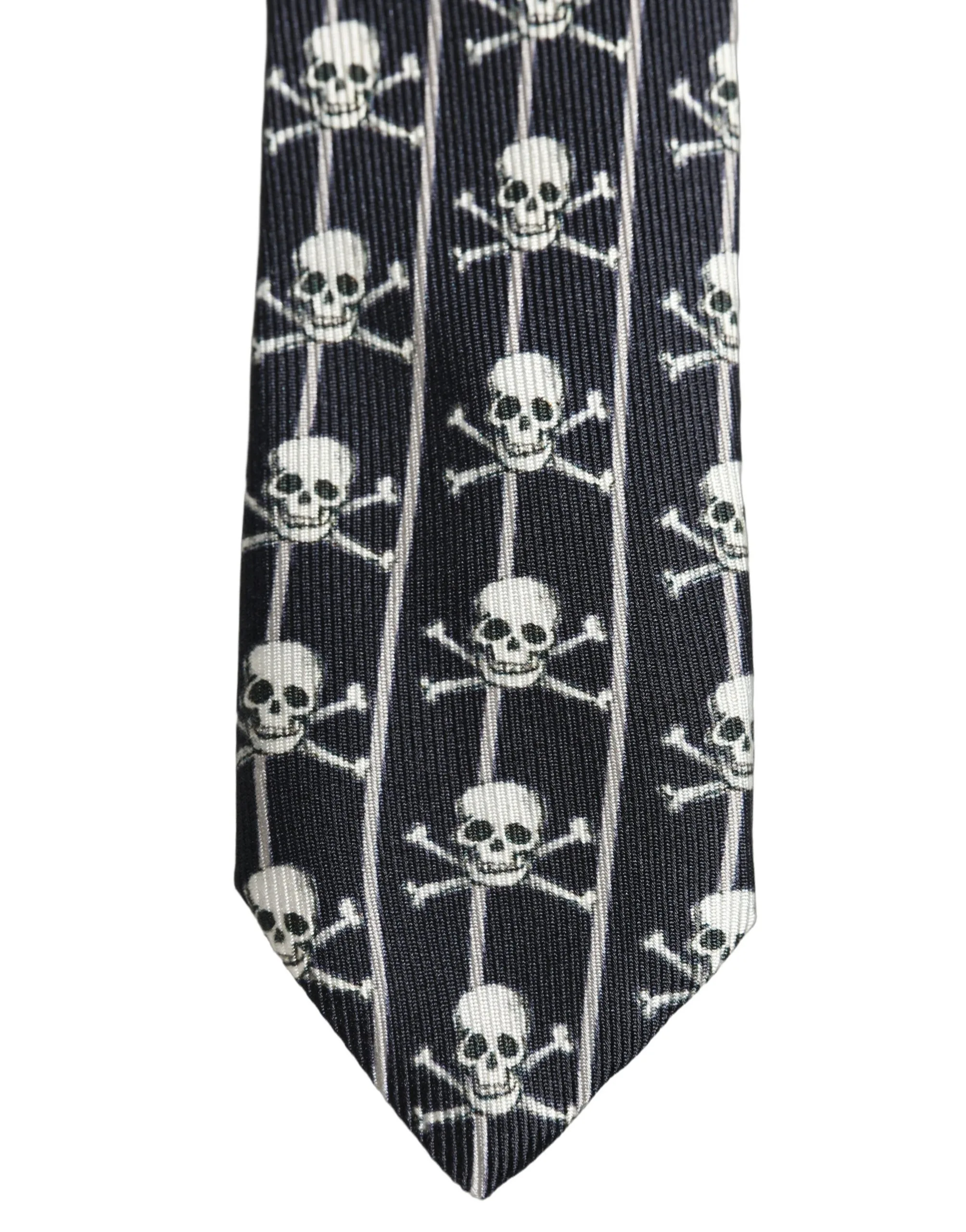 Men Black Silk Skull Fantasy Adjustable Tied Necktie Tie - Image 3