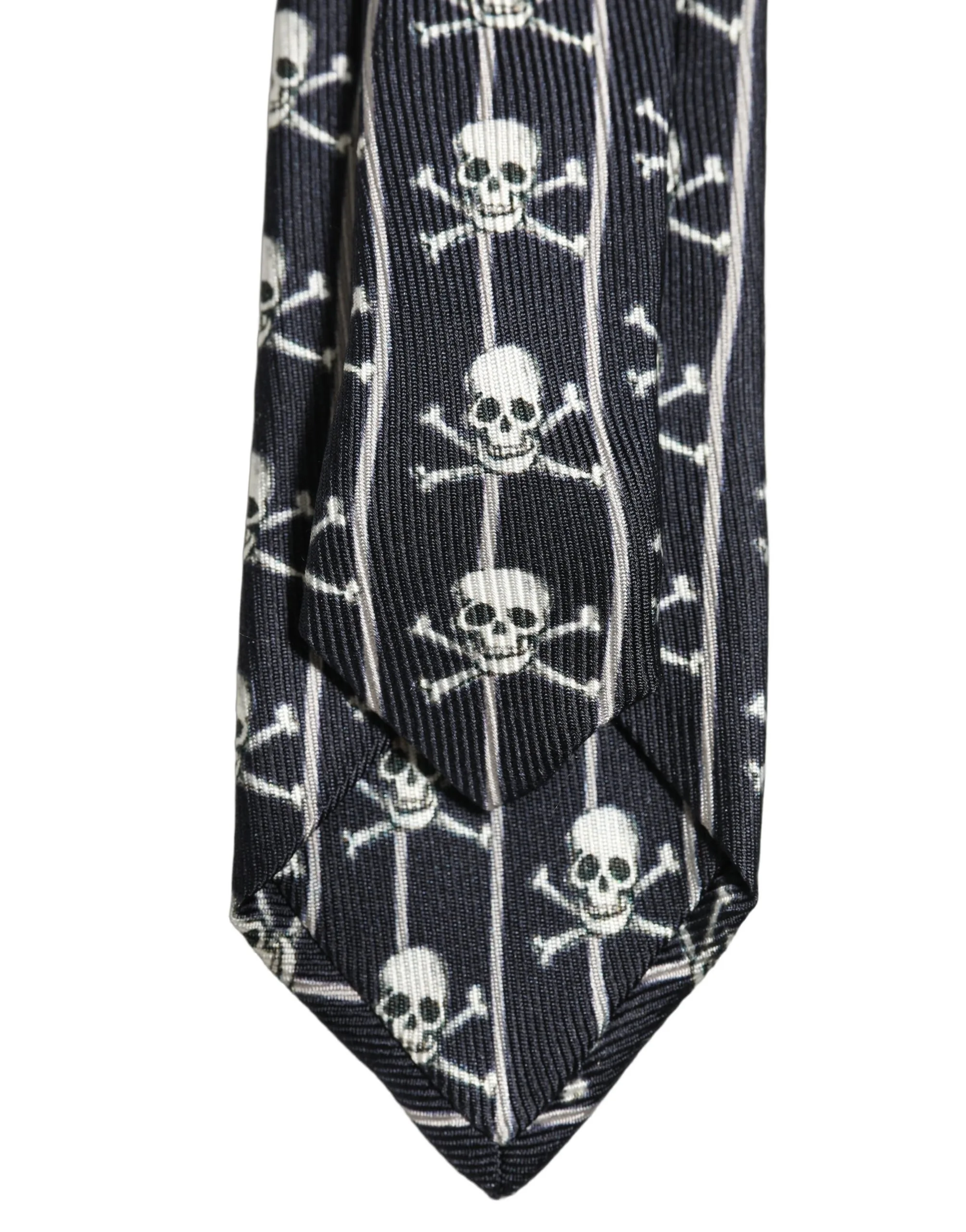 Men Black Silk Skull Fantasy Adjustable Tied Necktie Tie - Image 4