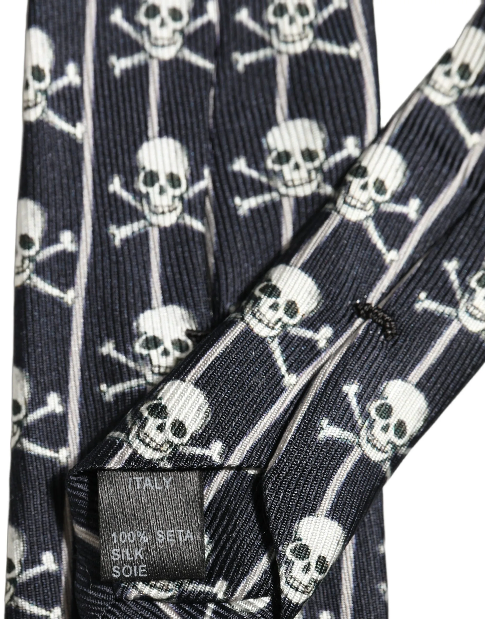 Men Black Silk Skull Fantasy Adjustable Tied Necktie Tie - Image 5