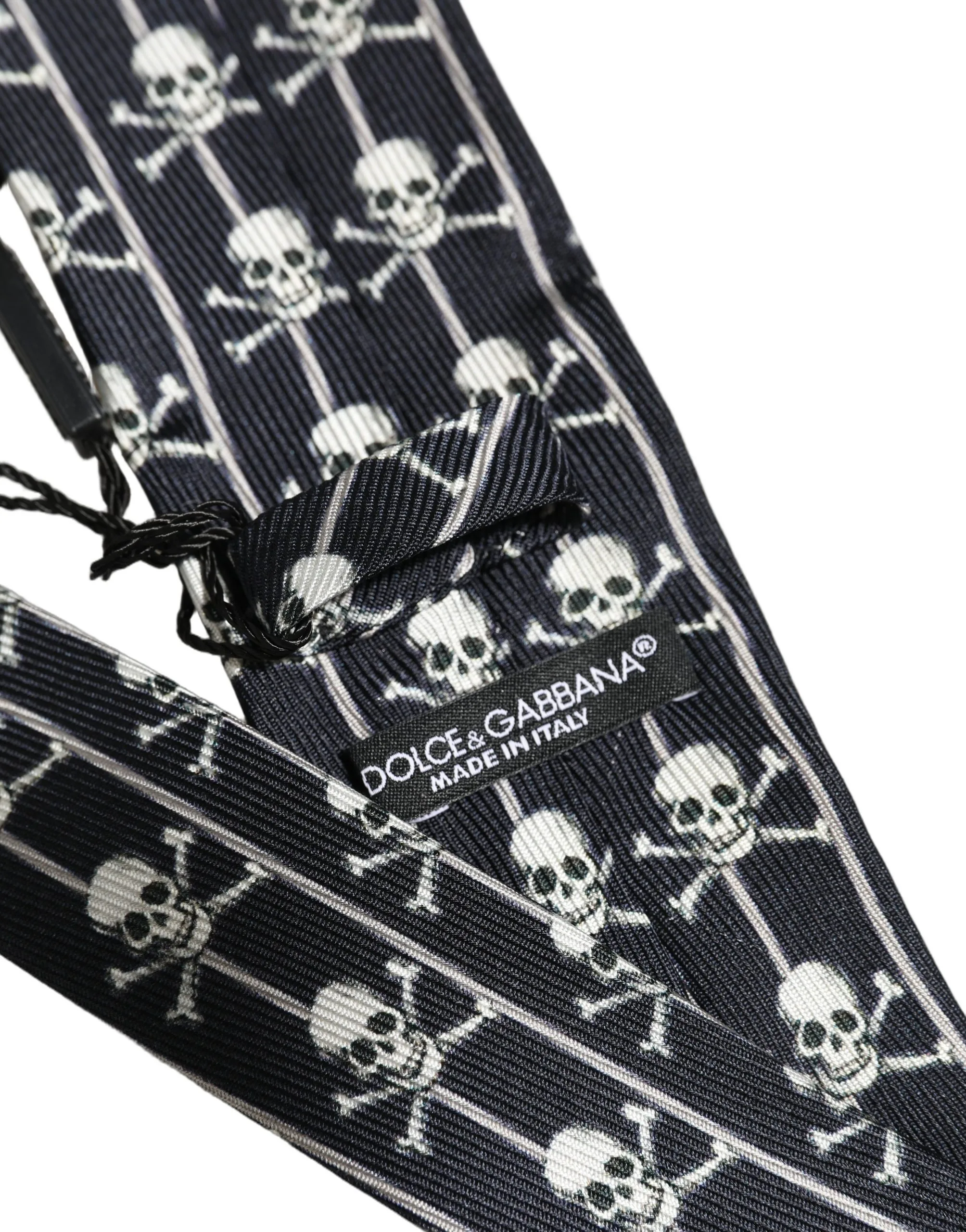 Men Black Silk Skull Fantasy Adjustable Tied Necktie Tie - Image 6