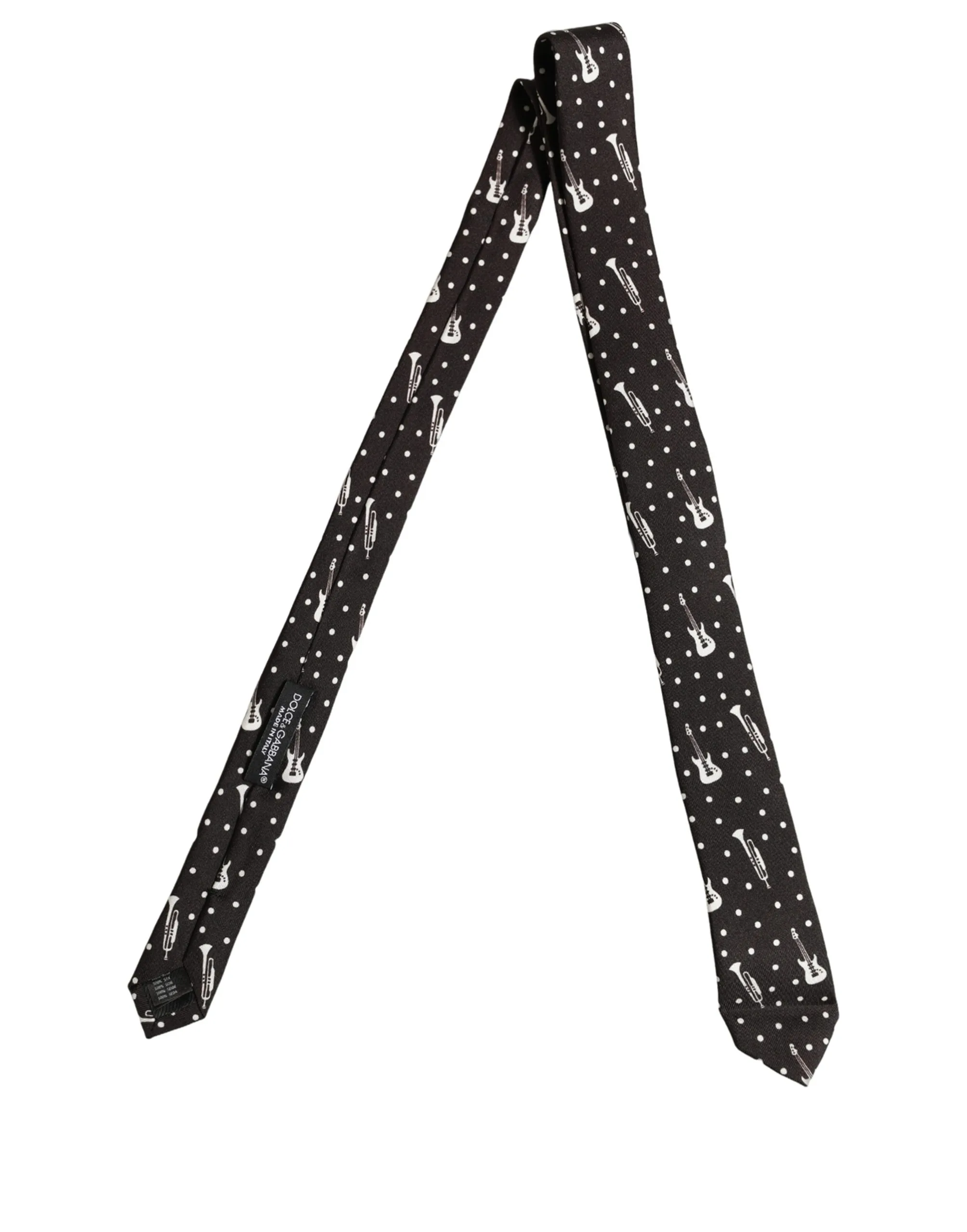 Black Musical Instrument Silk Adjustable Tied Necktie Tie - Image 2