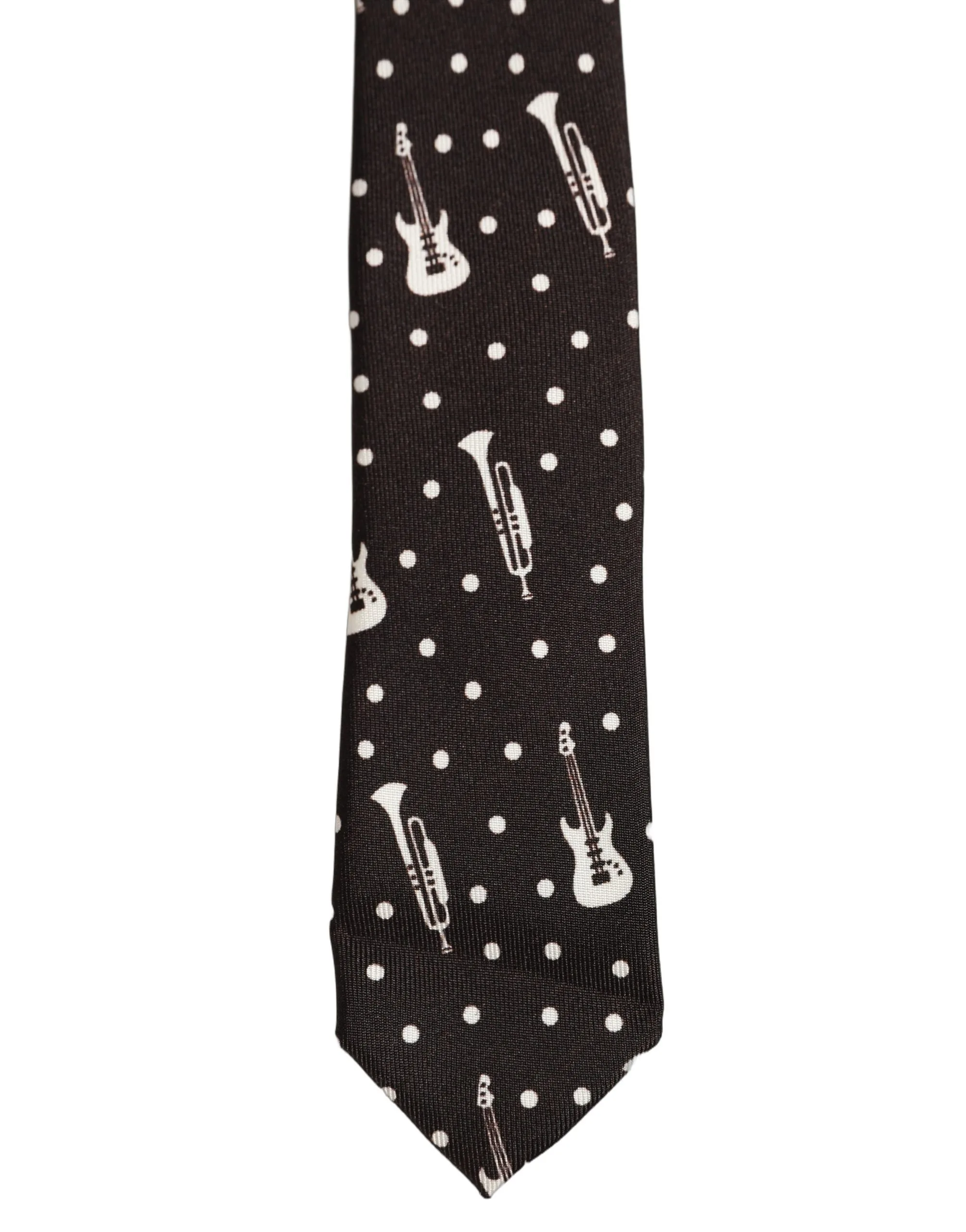 Black Musical Instrument Silk Adjustable Tied Necktie Tie - Image 3