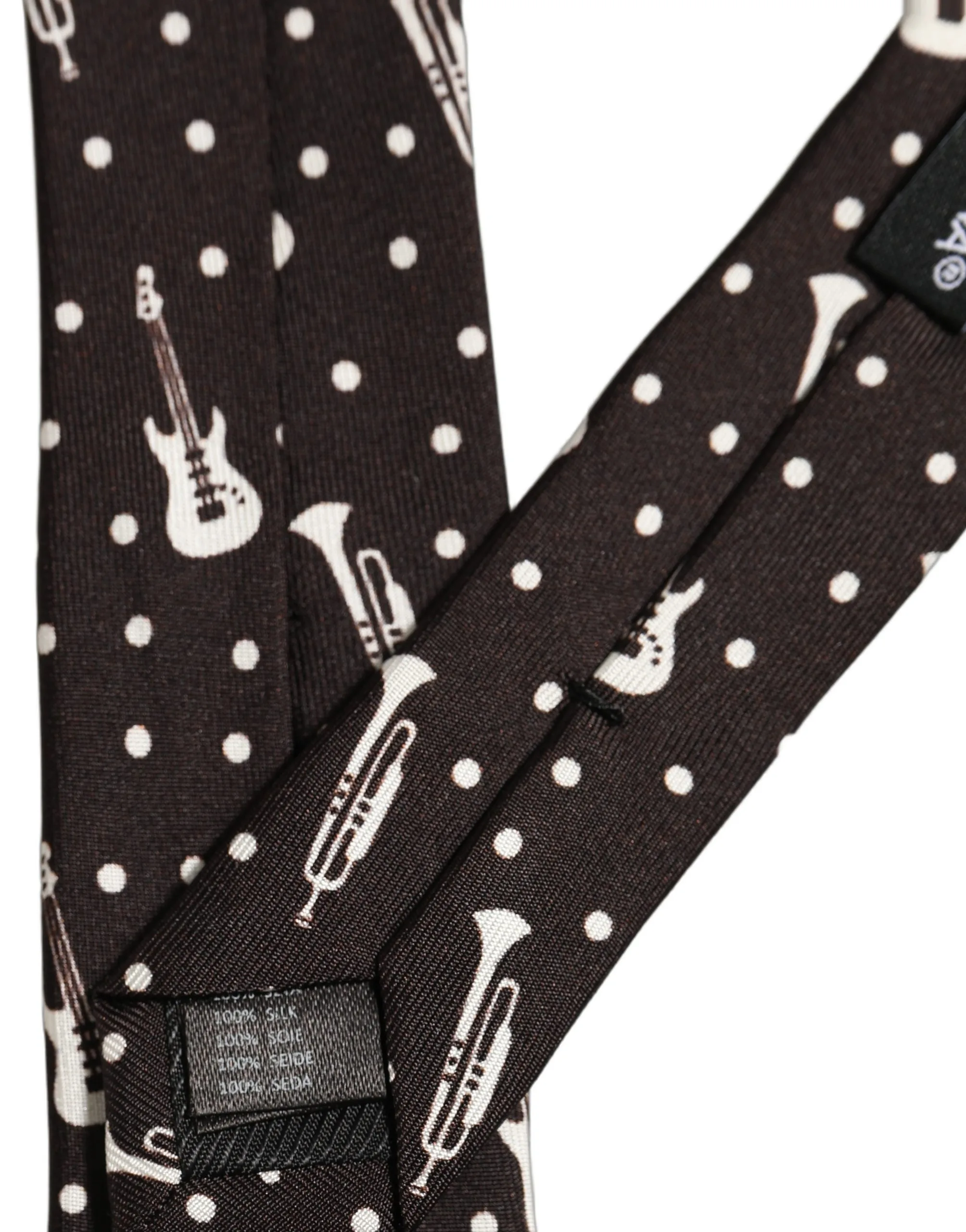 Black Musical Instrument Silk Adjustable Tied Necktie Tie - Image 5