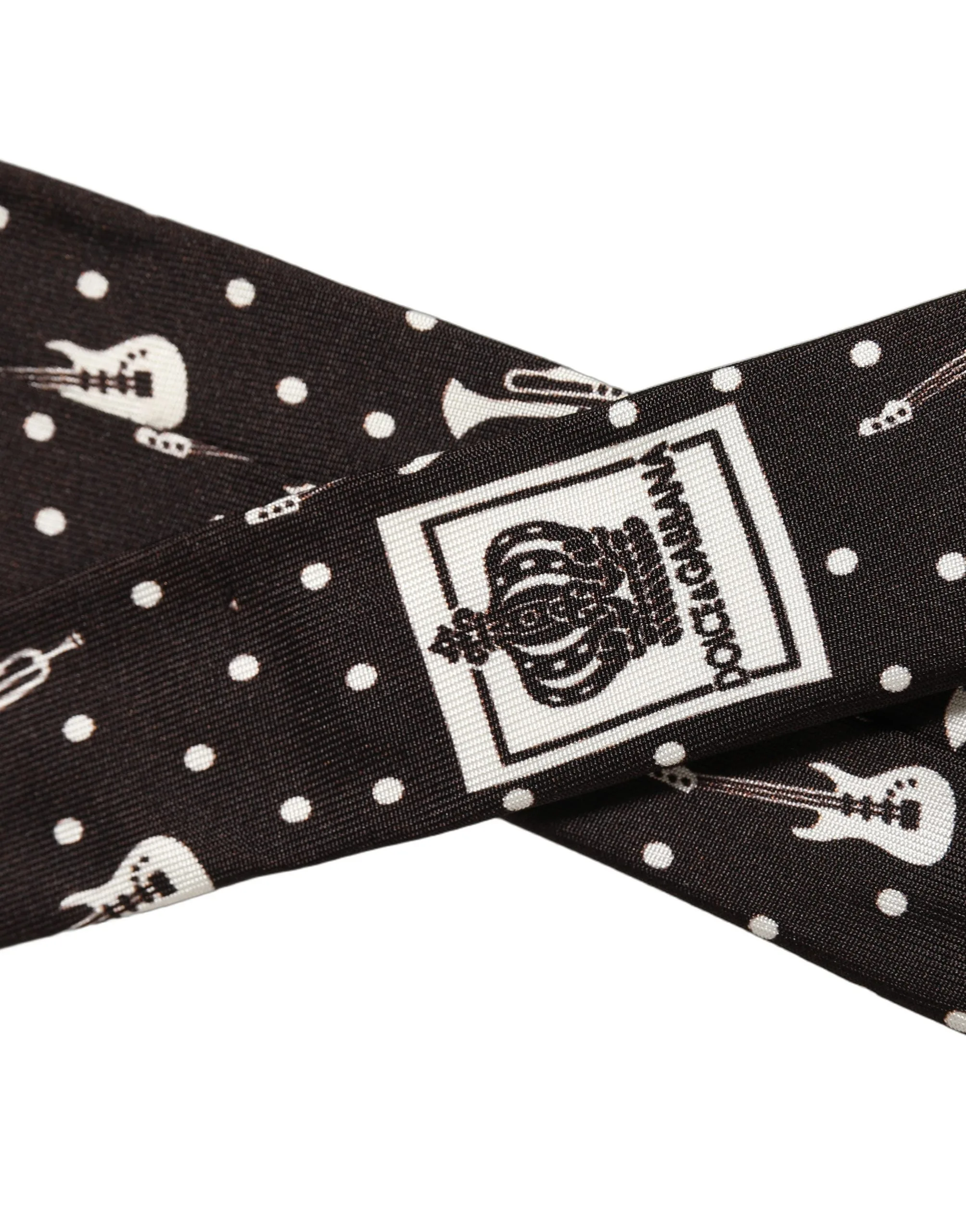 Black Musical Instrument Silk Adjustable Tied Necktie Tie - Image 6