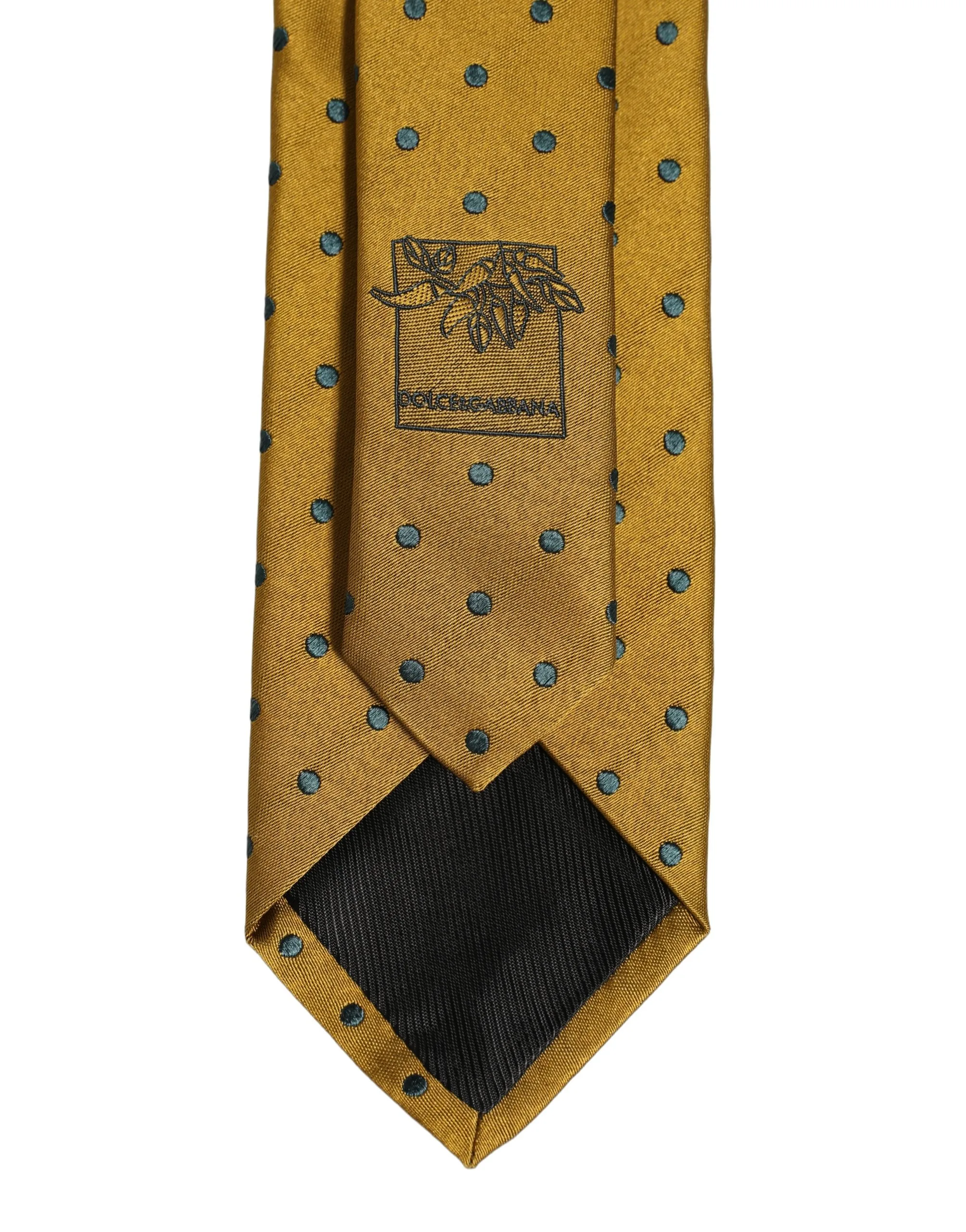 Men Mustard Silk Polka Dot Adjustable Tied Necktie Tie - Image 4