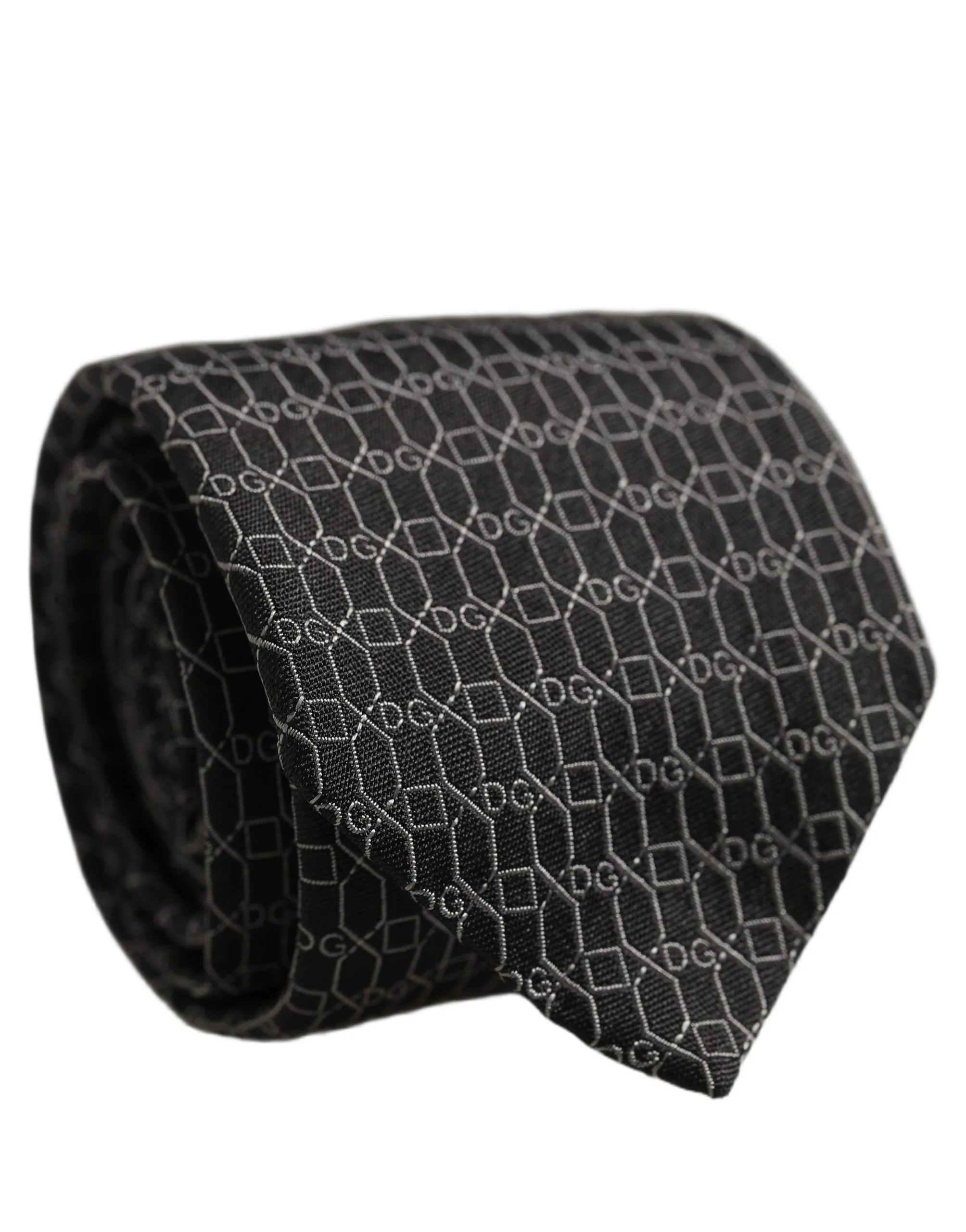Dark Gray Silk DG Monogram Adjustable Tied Necktie Tie