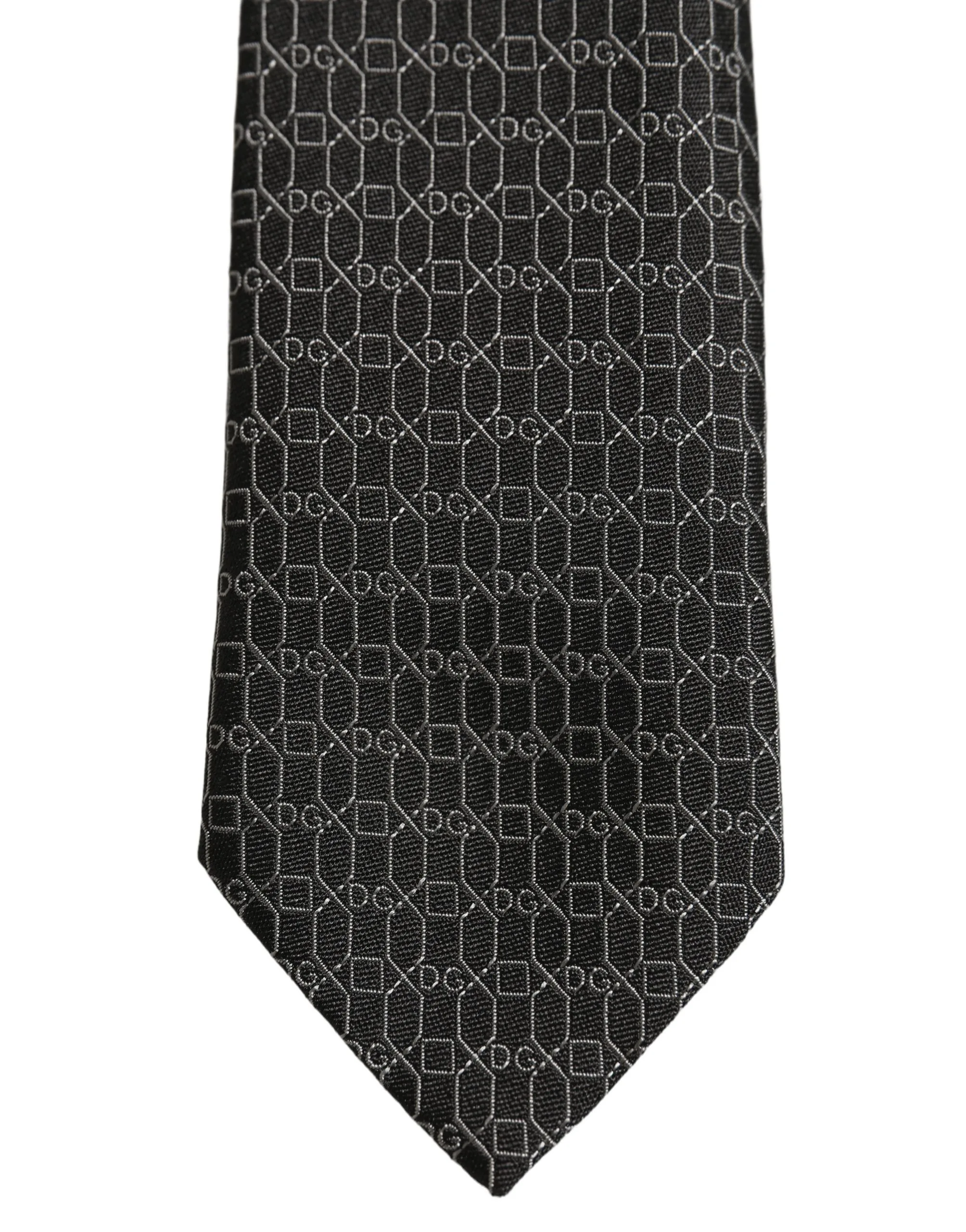 Dark Gray Silk DG Monogram Adjustable Tied Necktie Tie - Image 3