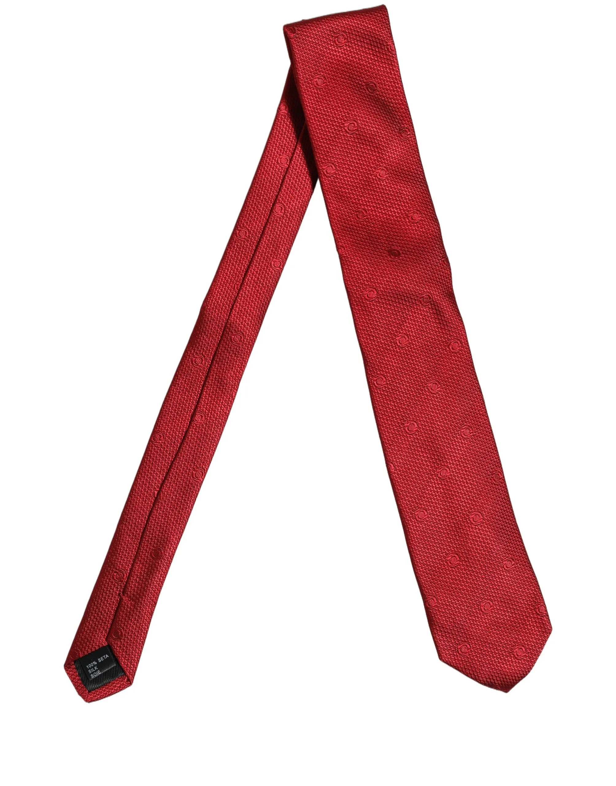 Red Silk Textured Pattern Adjustable Tied Men Necktie Tie - Image 2