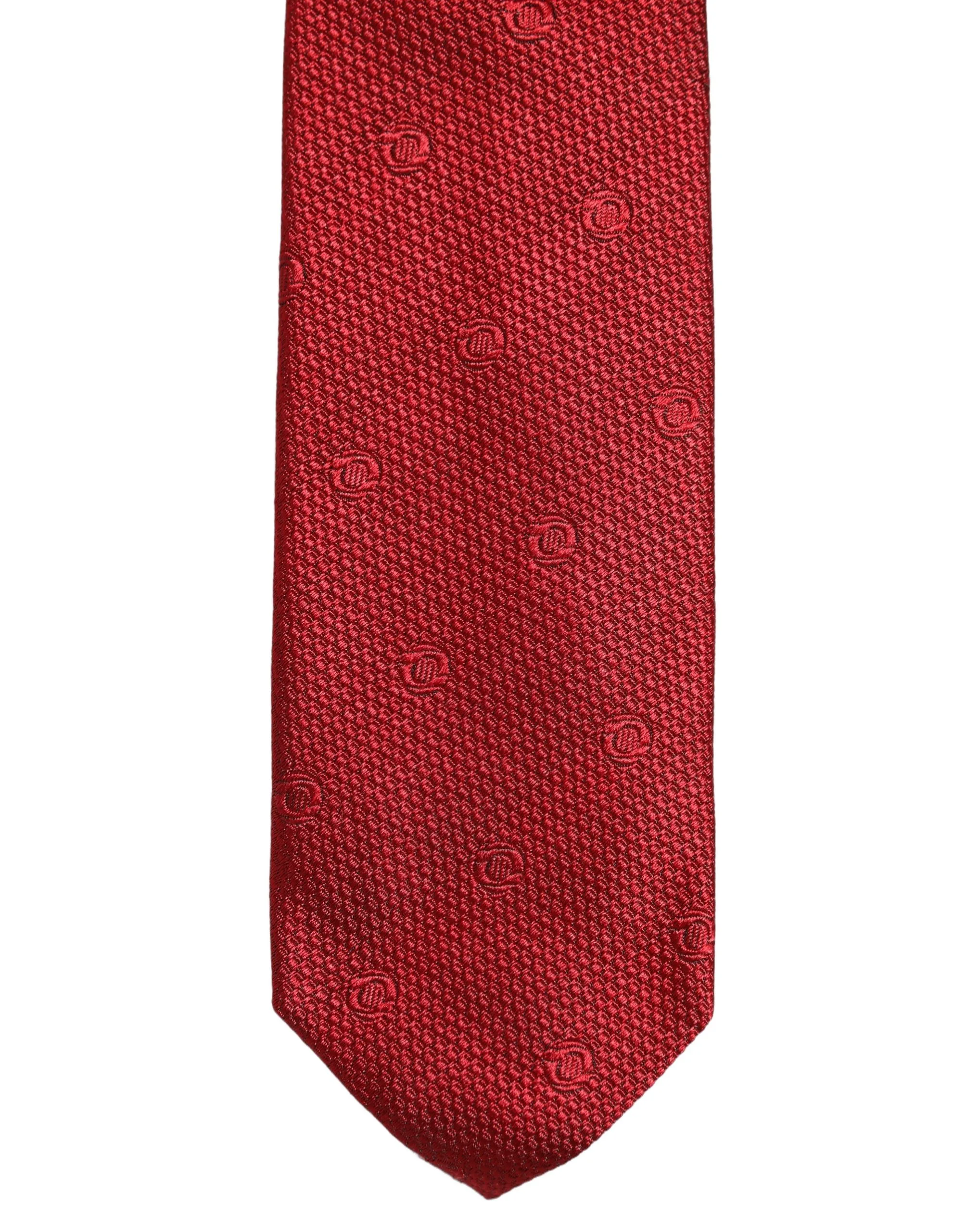 Red Silk Textured Pattern Adjustable Tied Men Necktie Tie - Image 3