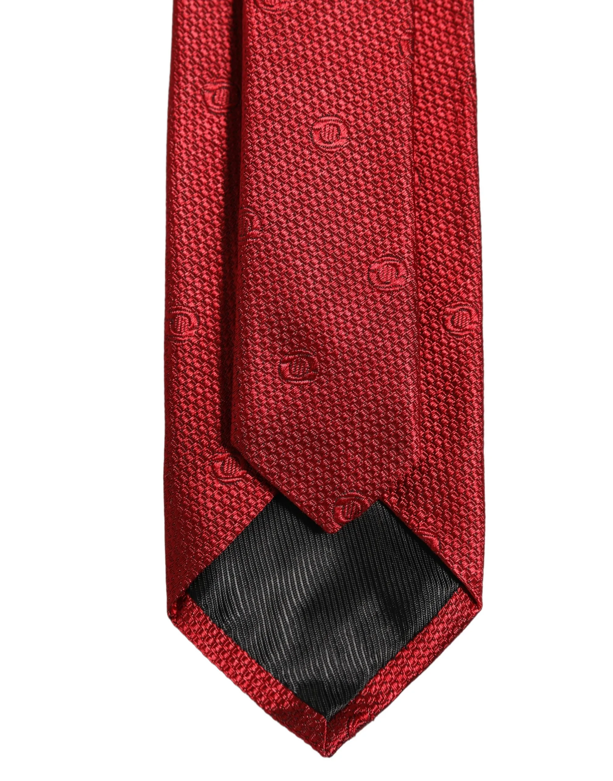 Red Silk Textured Pattern Adjustable Tied Men Necktie Tie - Image 4