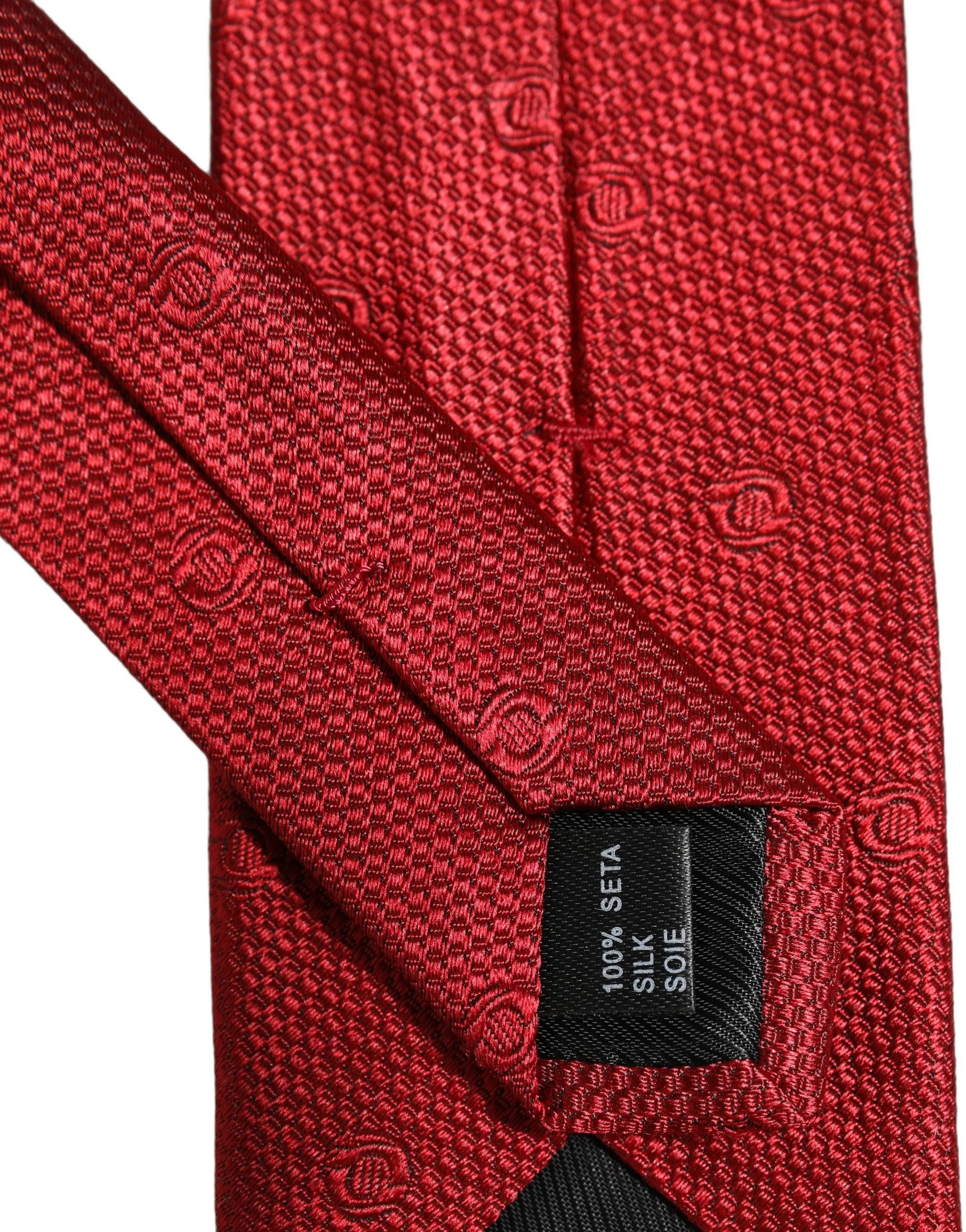 Red Silk Textured Pattern Adjustable Tied Men Necktie Tie - Image 5