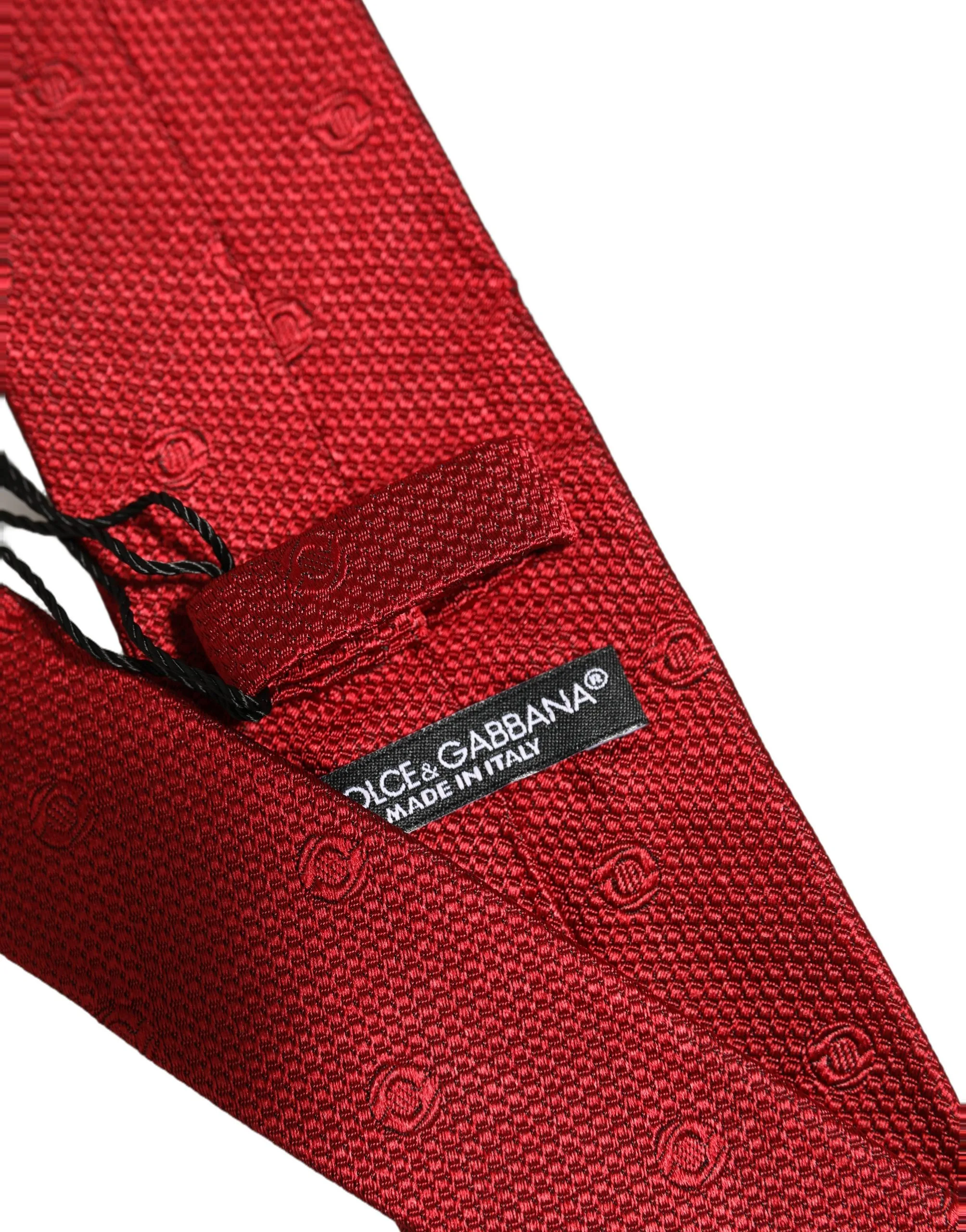 Red Silk Textured Pattern Adjustable Tied Men Necktie Tie - Image 6