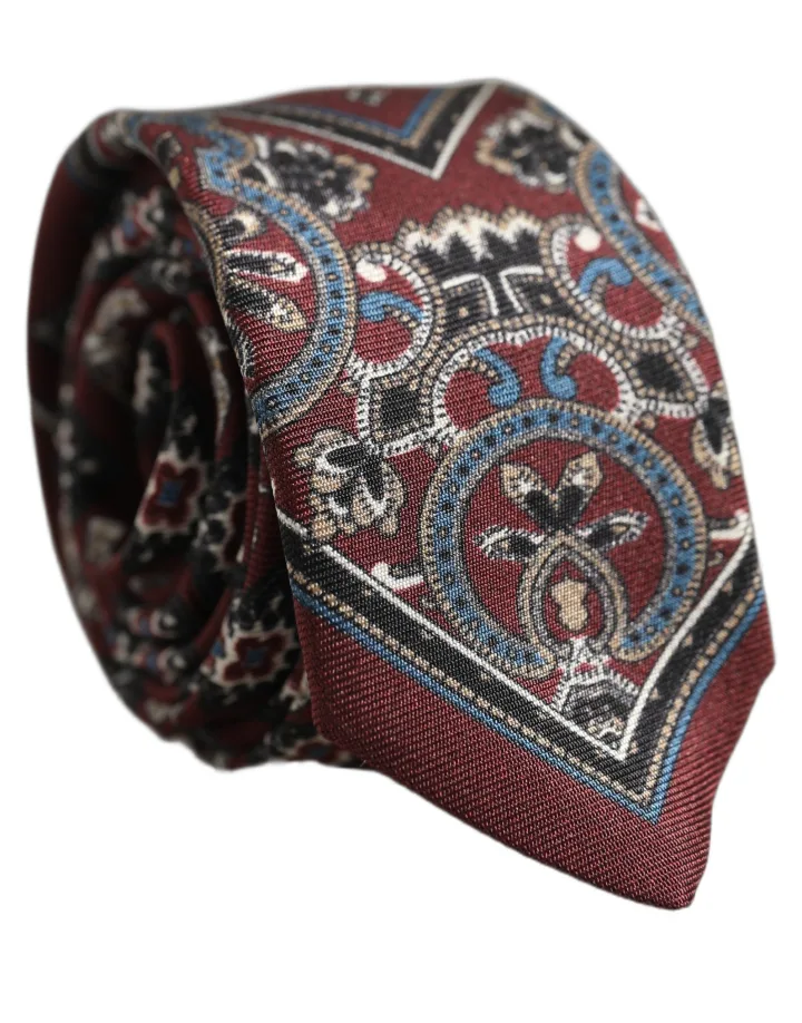 Bordeaux Printed 100% Silk Adjustable Men Necktie Tie