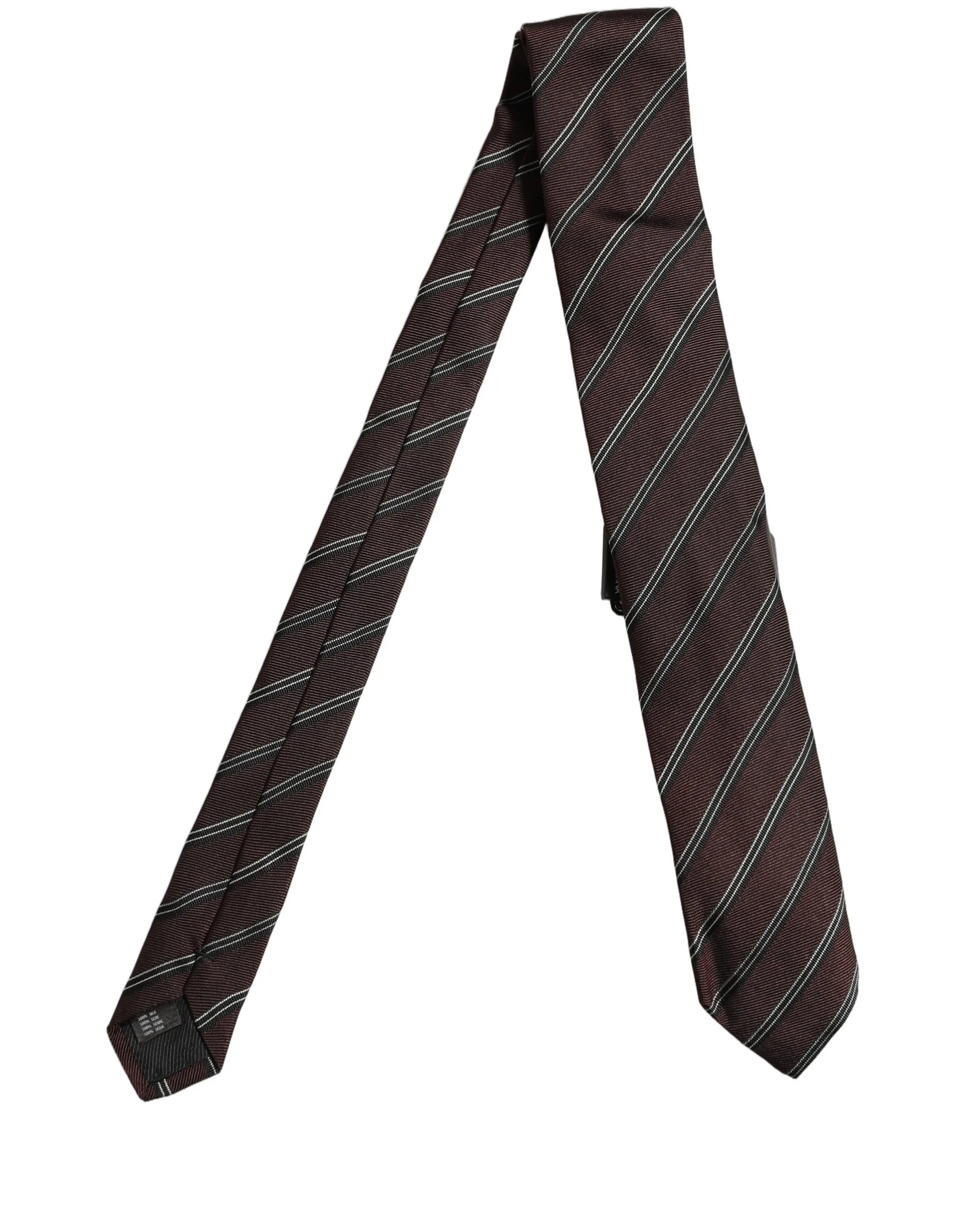 Burgundy Stripes Silk Adjustable Necktie Accessory Tie - Image 2