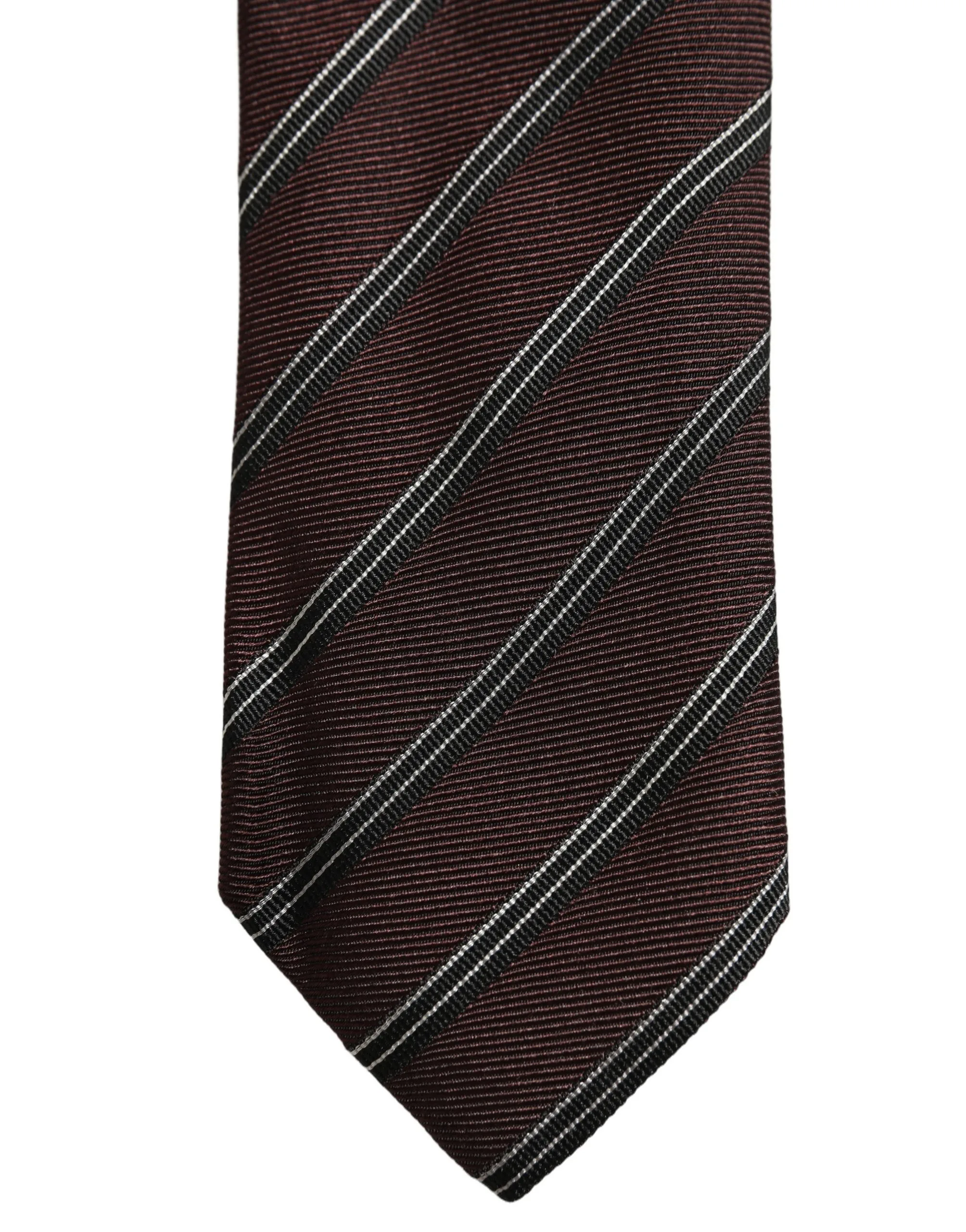 Burgundy Stripes Silk Adjustable Necktie Accessory Tie - Image 3