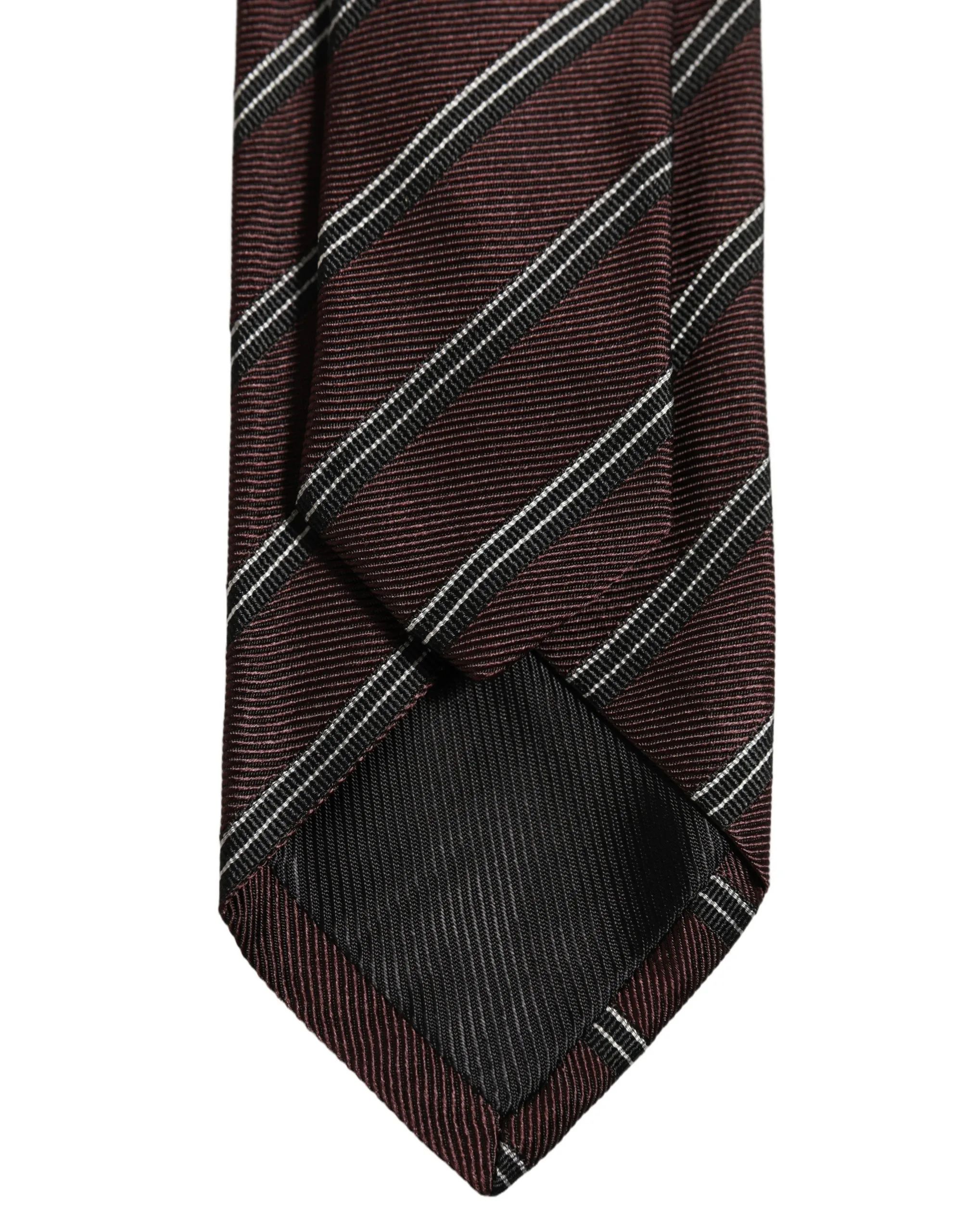 Burgundy Stripes Silk Adjustable Necktie Accessory Tie - Image 4