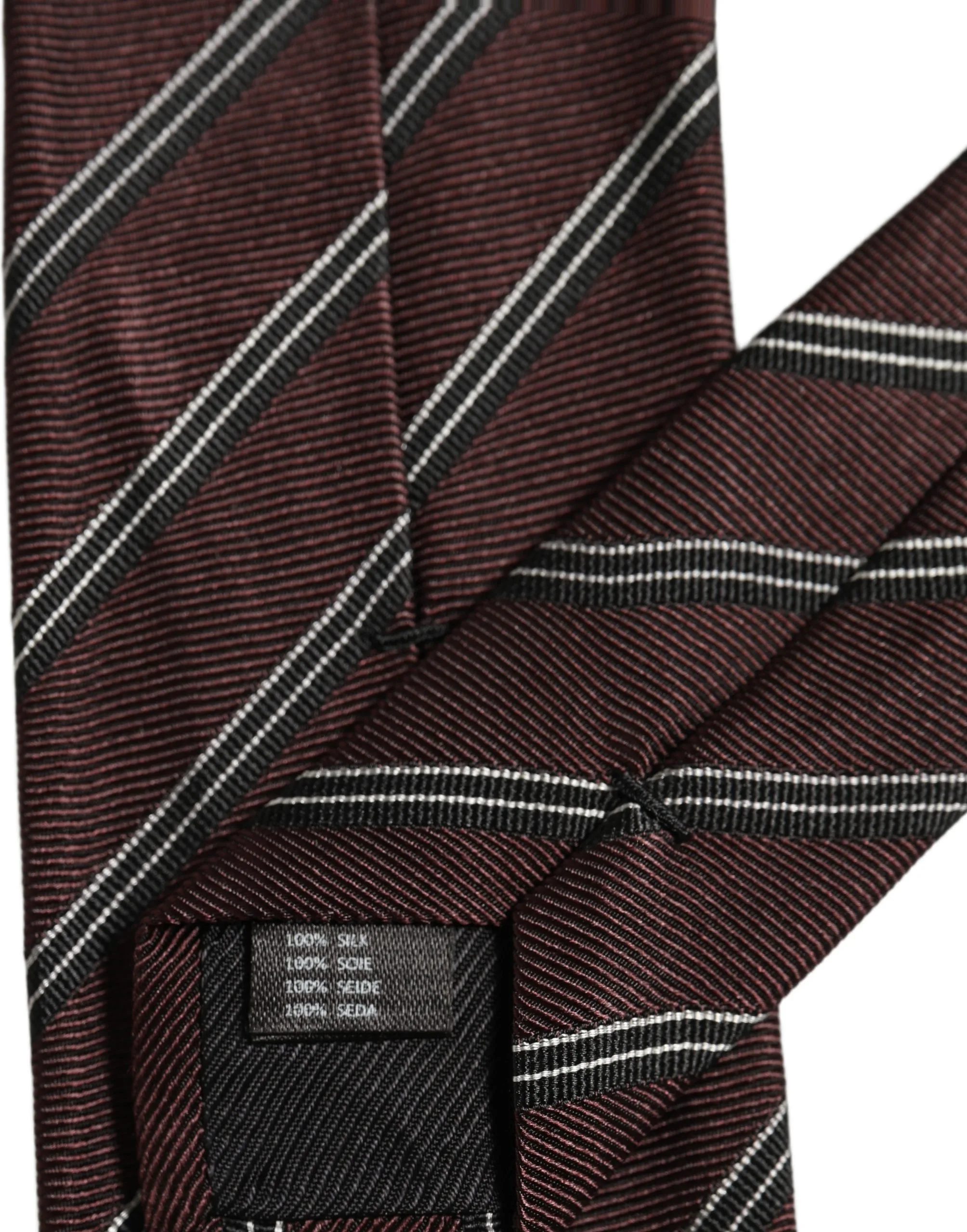 Burgundy Stripes Silk Adjustable Necktie Accessory Tie - Image 5