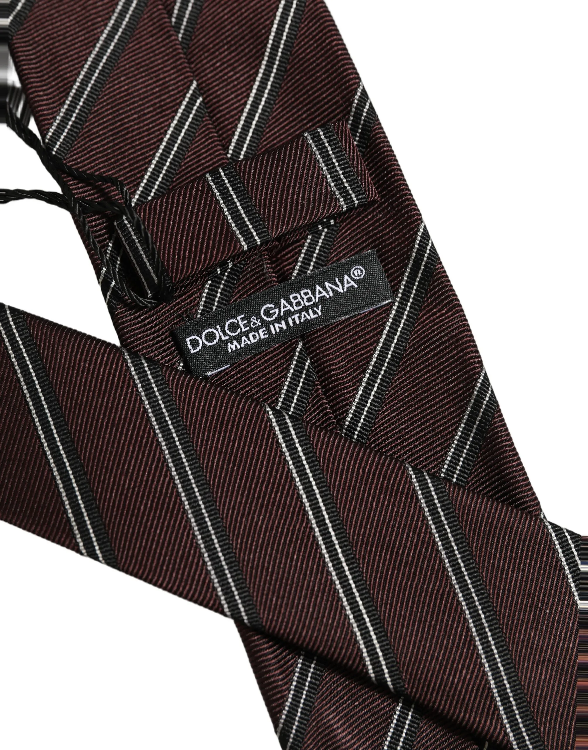 Burgundy Stripes Silk Adjustable Necktie Accessory Tie - Image 6