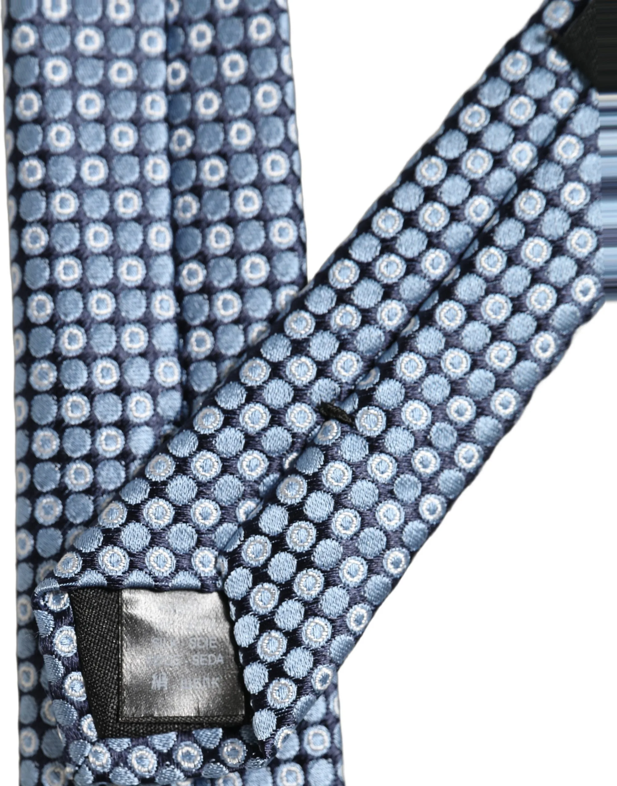 Blue Circle Pattern Silk Adjustable Necktie Accessory Tie - Image 5