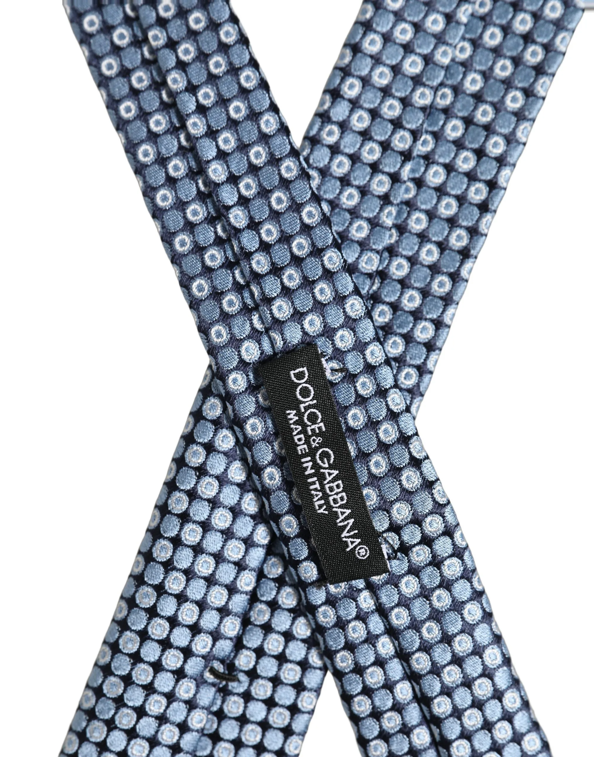 Blue Circle Pattern Silk Adjustable Necktie Accessory Tie - Image 6