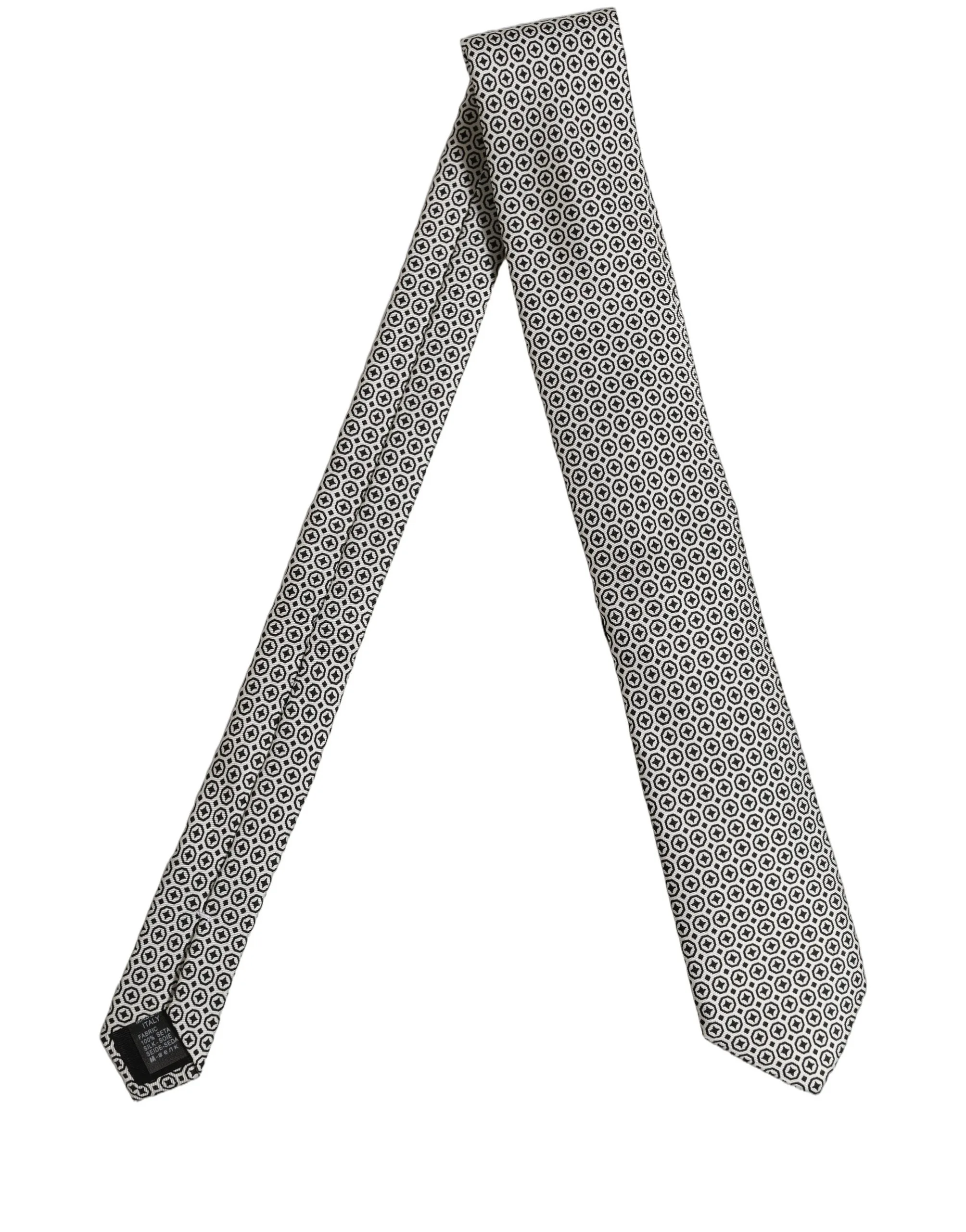 Black White Geometric Adjustable Necktie Accessory Tie - Image 2