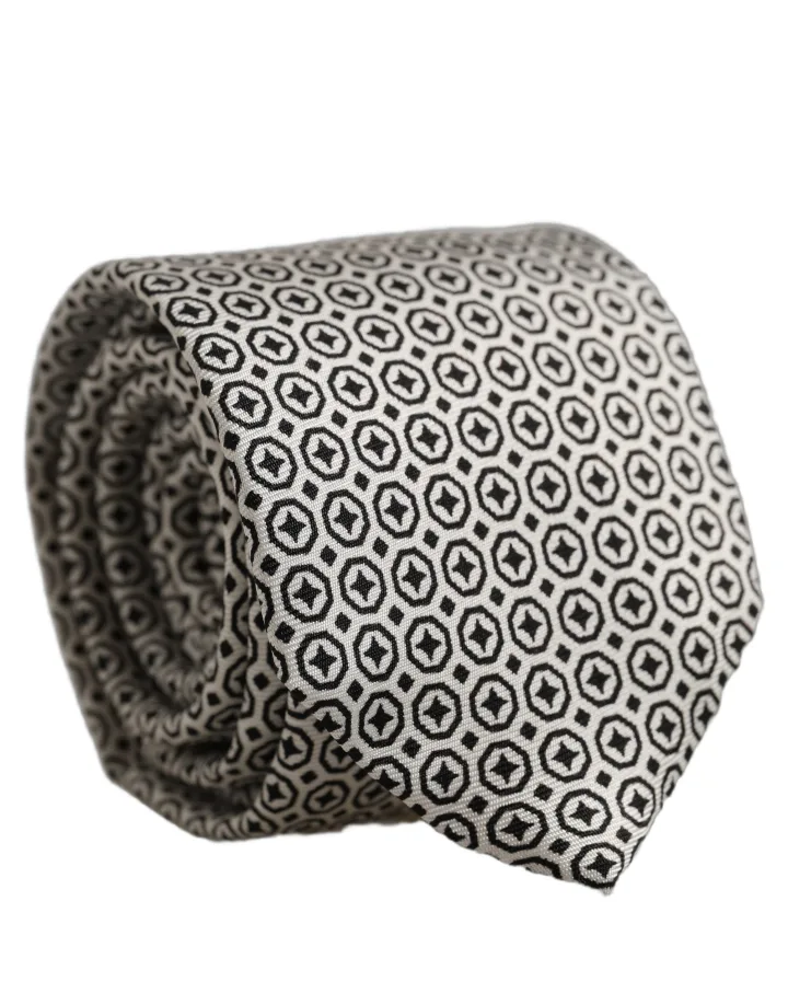 Black White Geometric Adjustable Necktie Accessory Tie