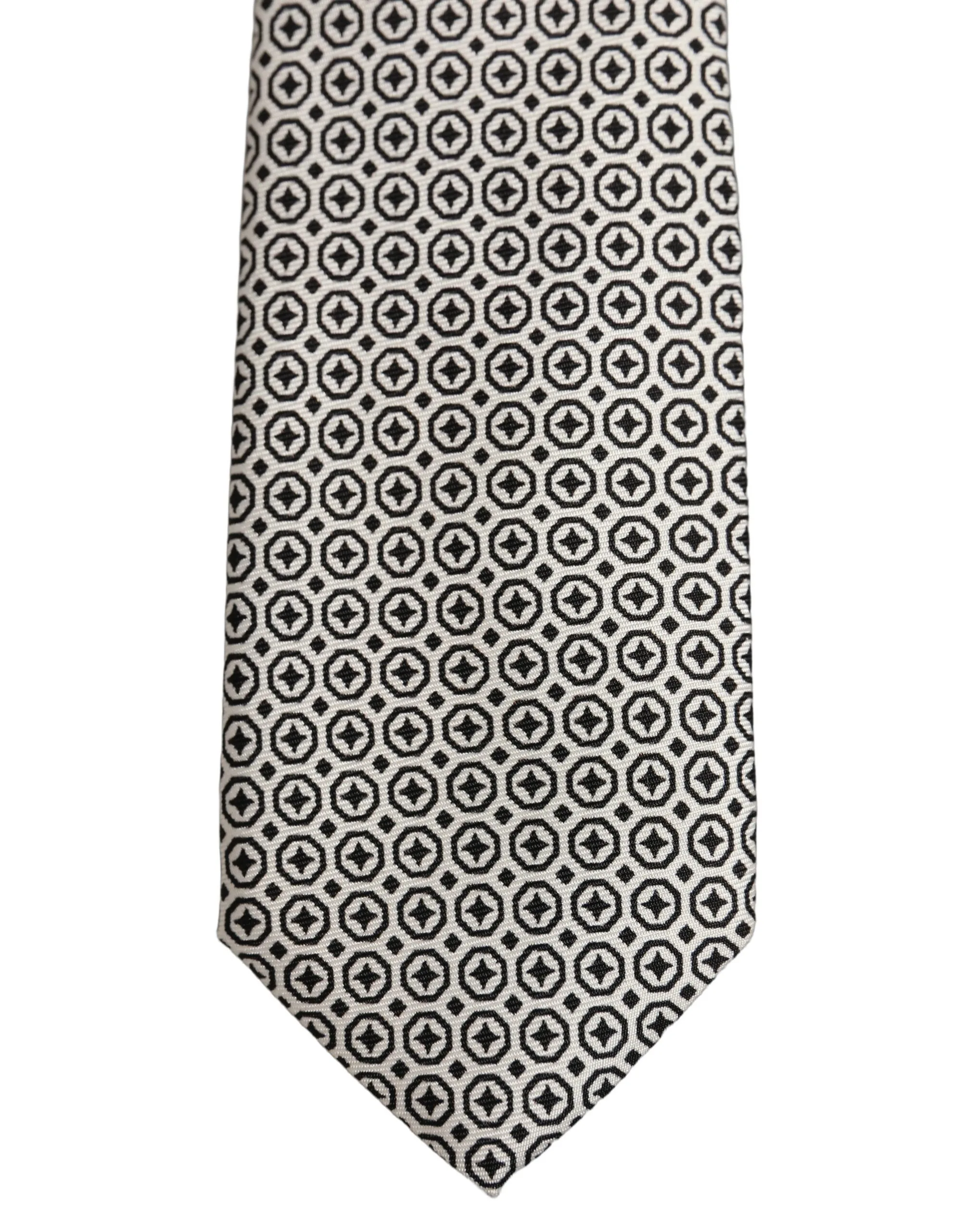 Black White Geometric Adjustable Necktie Accessory Tie - Image 3