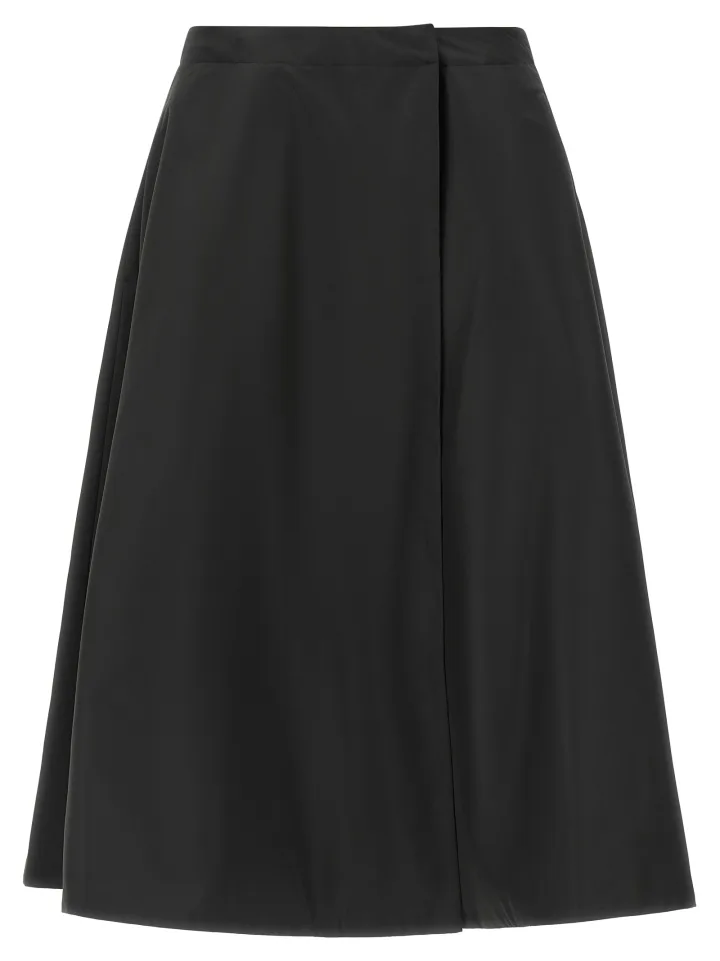 Black Polyester Midi Skirt