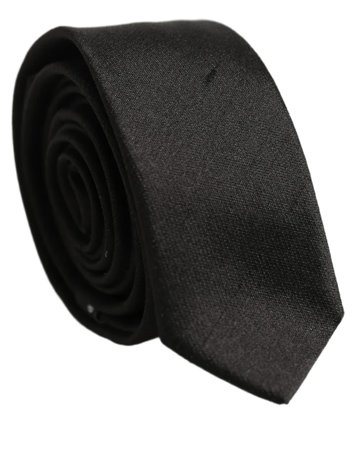 Black Satin Textured Adjustable Necktie Men Accessory Tie