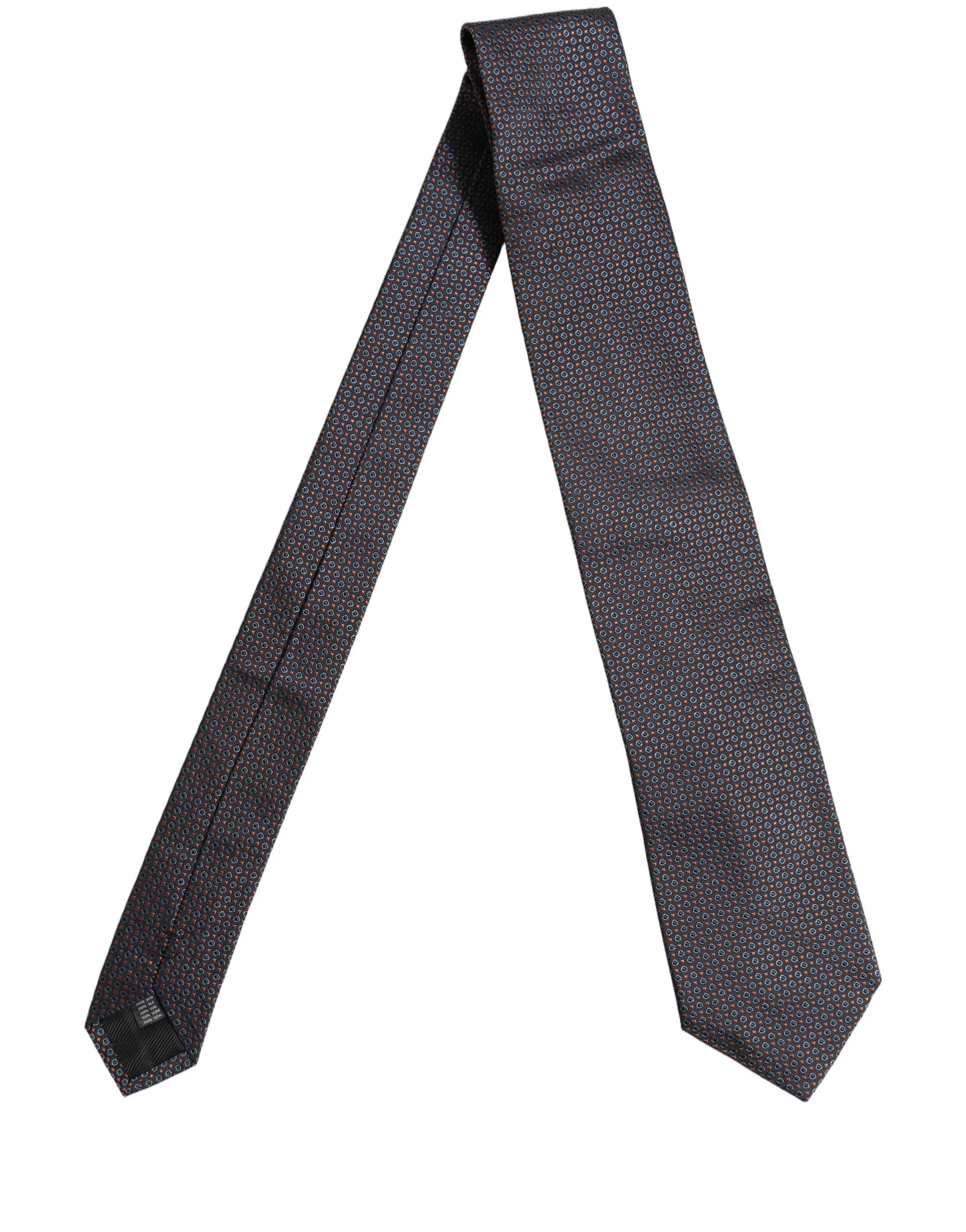 Dark Blue Geometric Silk Adjustable Necktie Accessory Tie - Image 2