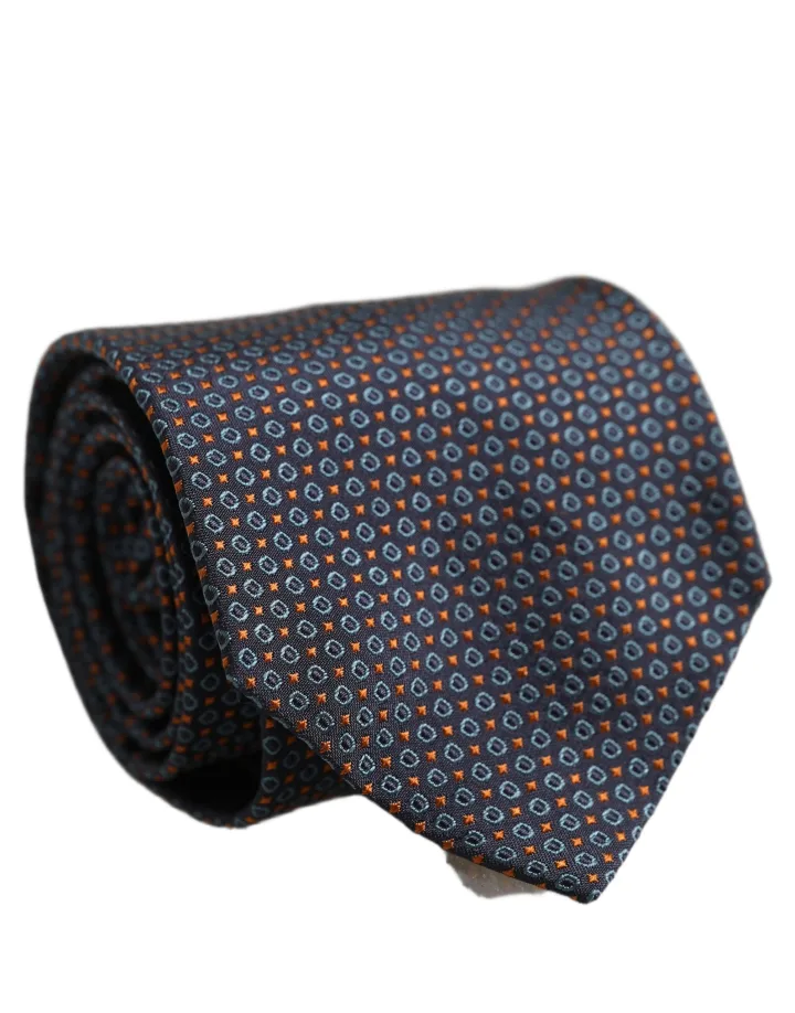 Dark Blue Geometric Silk Adjustable Necktie Accessory Tie